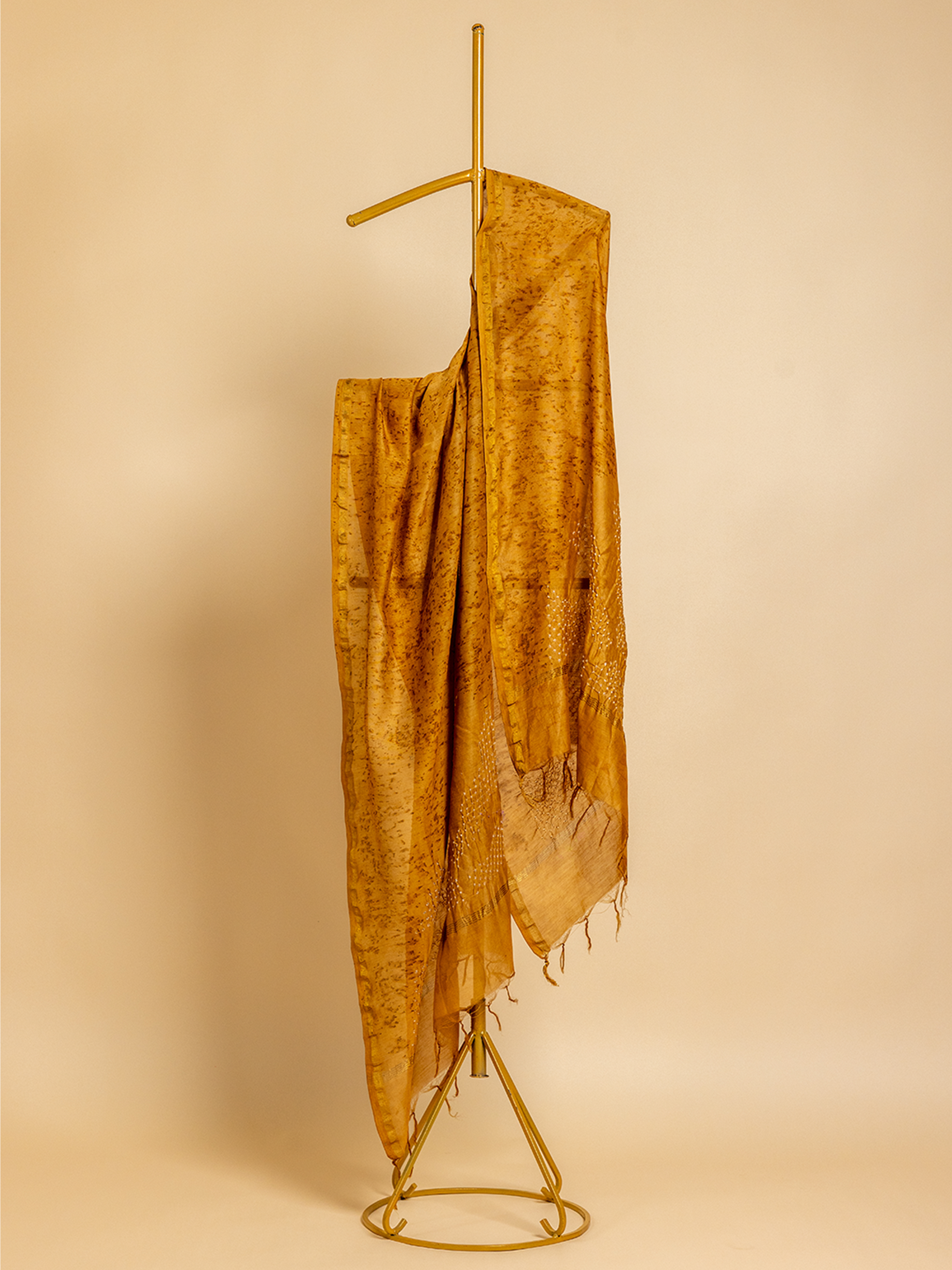 Bandhani Cotton Silk Dupatta Yellow