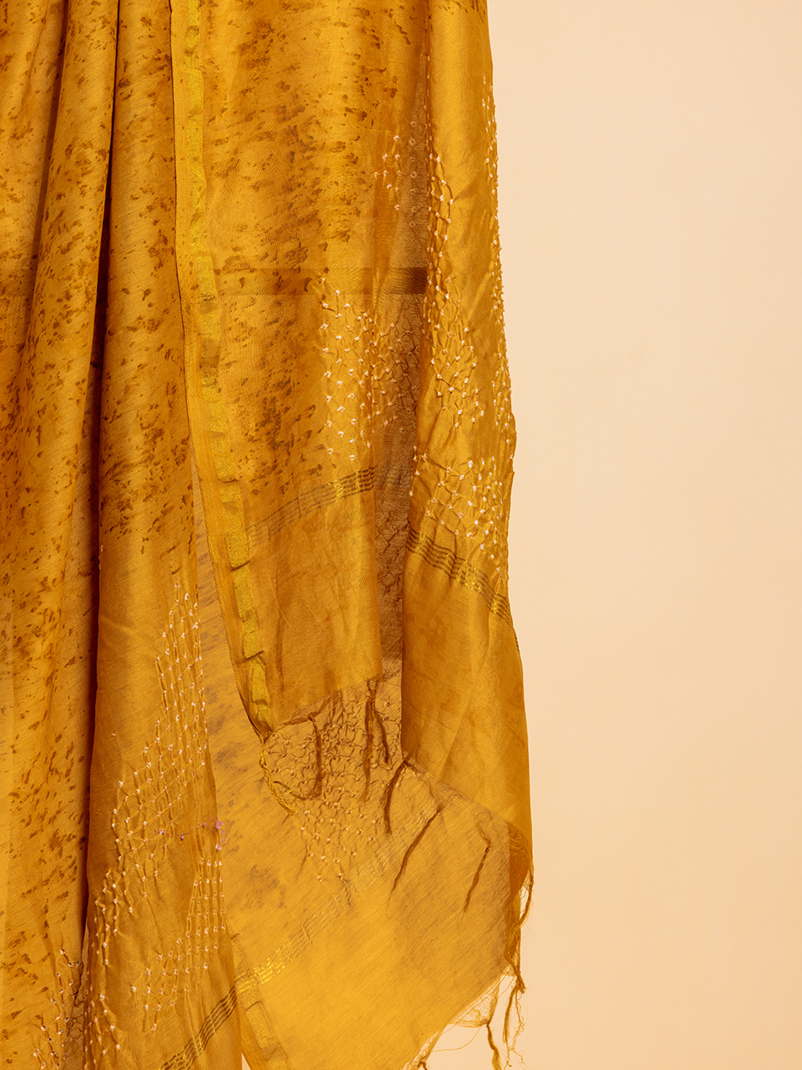 Bandhani Cotton Silk Dupatta Yellow
