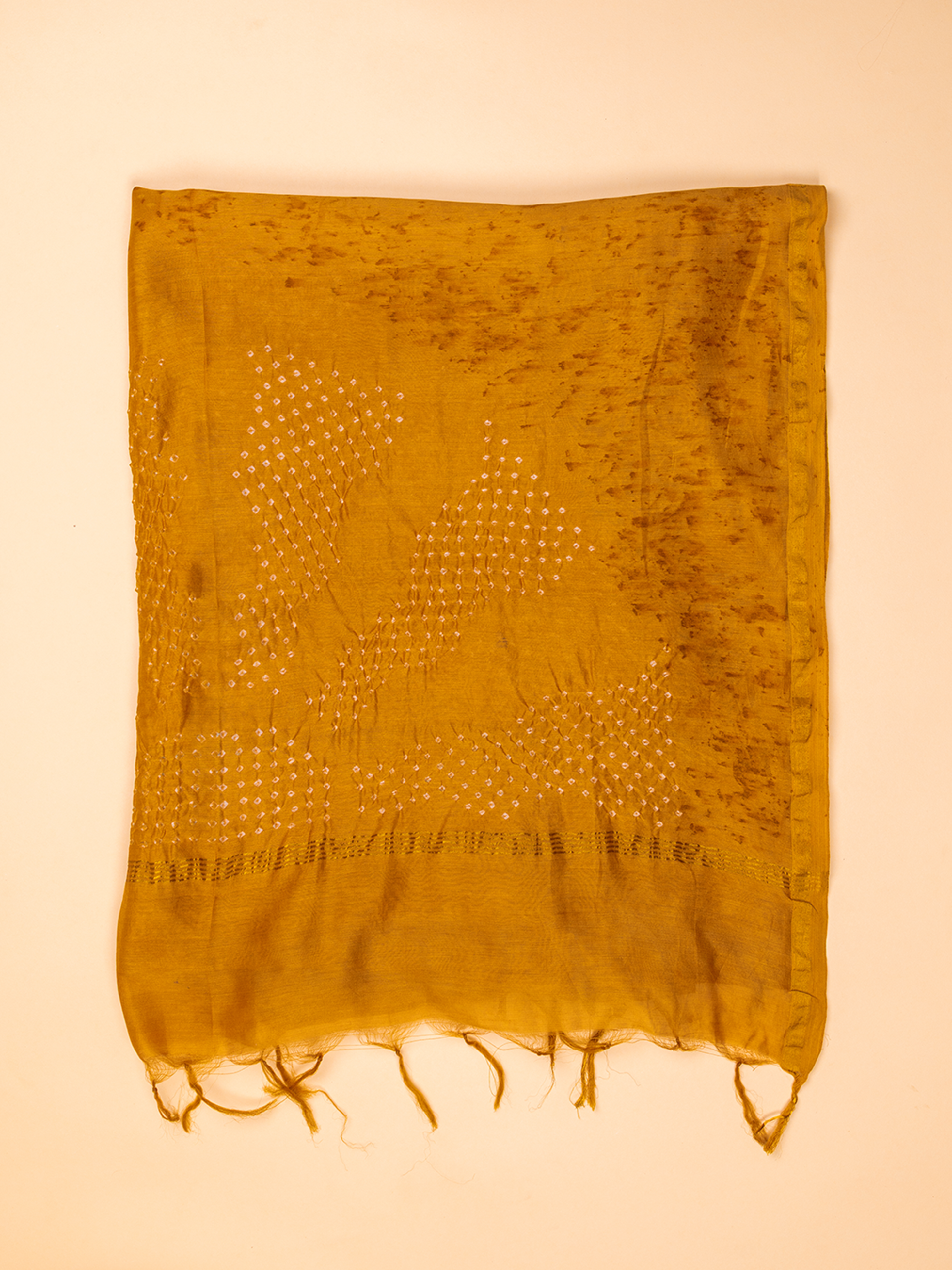 Bandhani Cotton Silk Dupatta Yellow