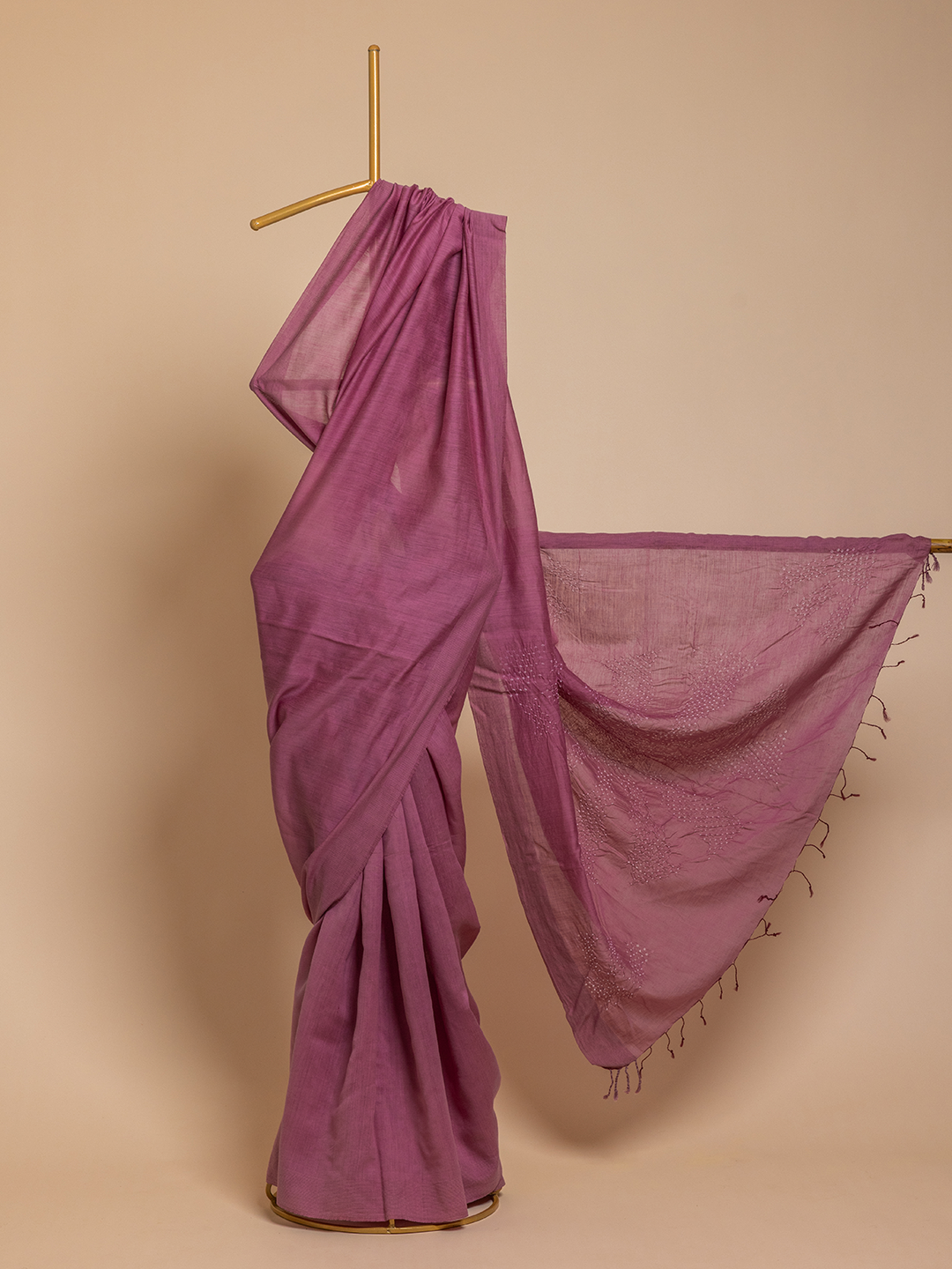 Bandhani Cotton Silk Saree Pink