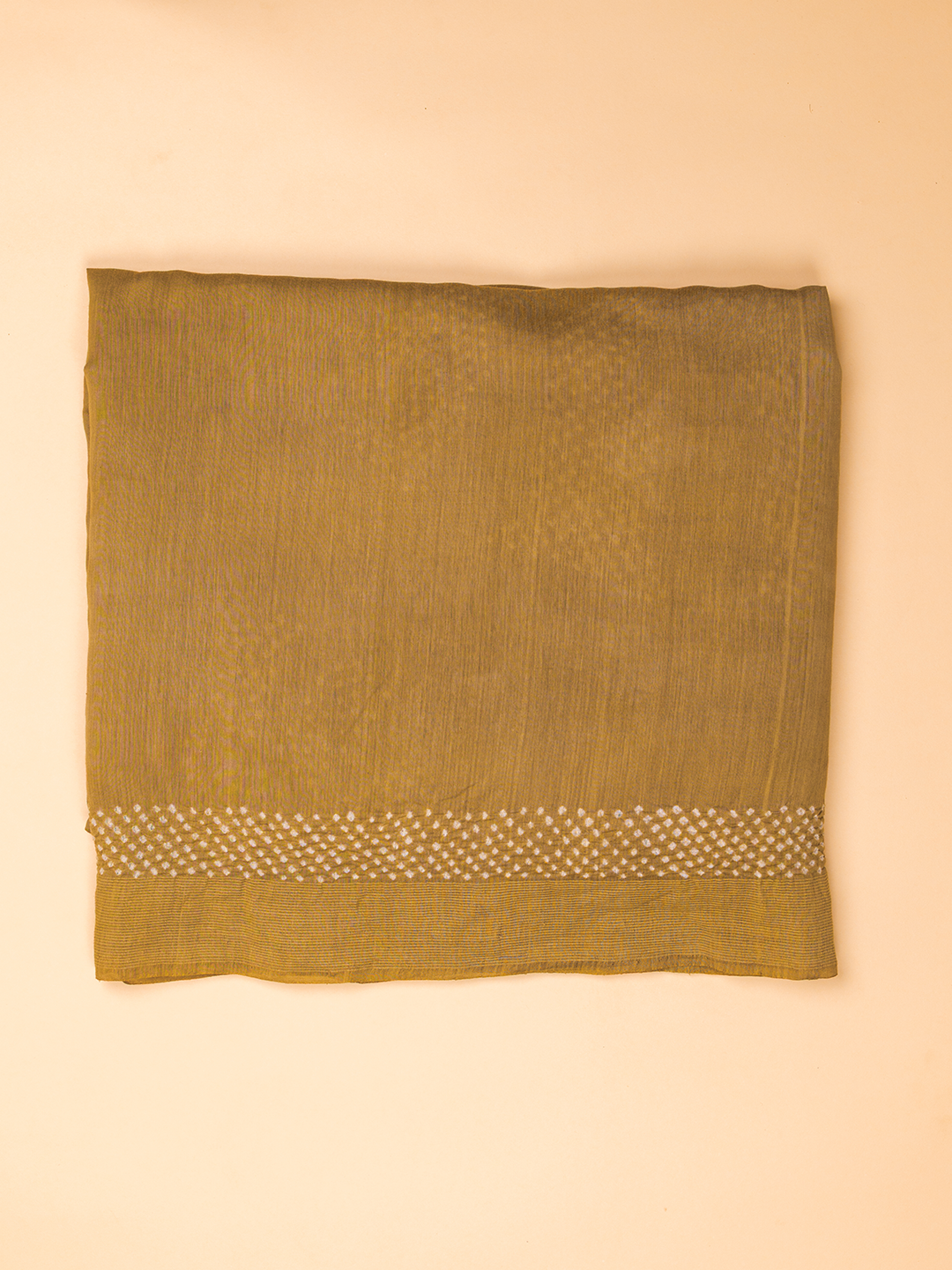 Bandhani Cotton Silk Saree Sand Brown