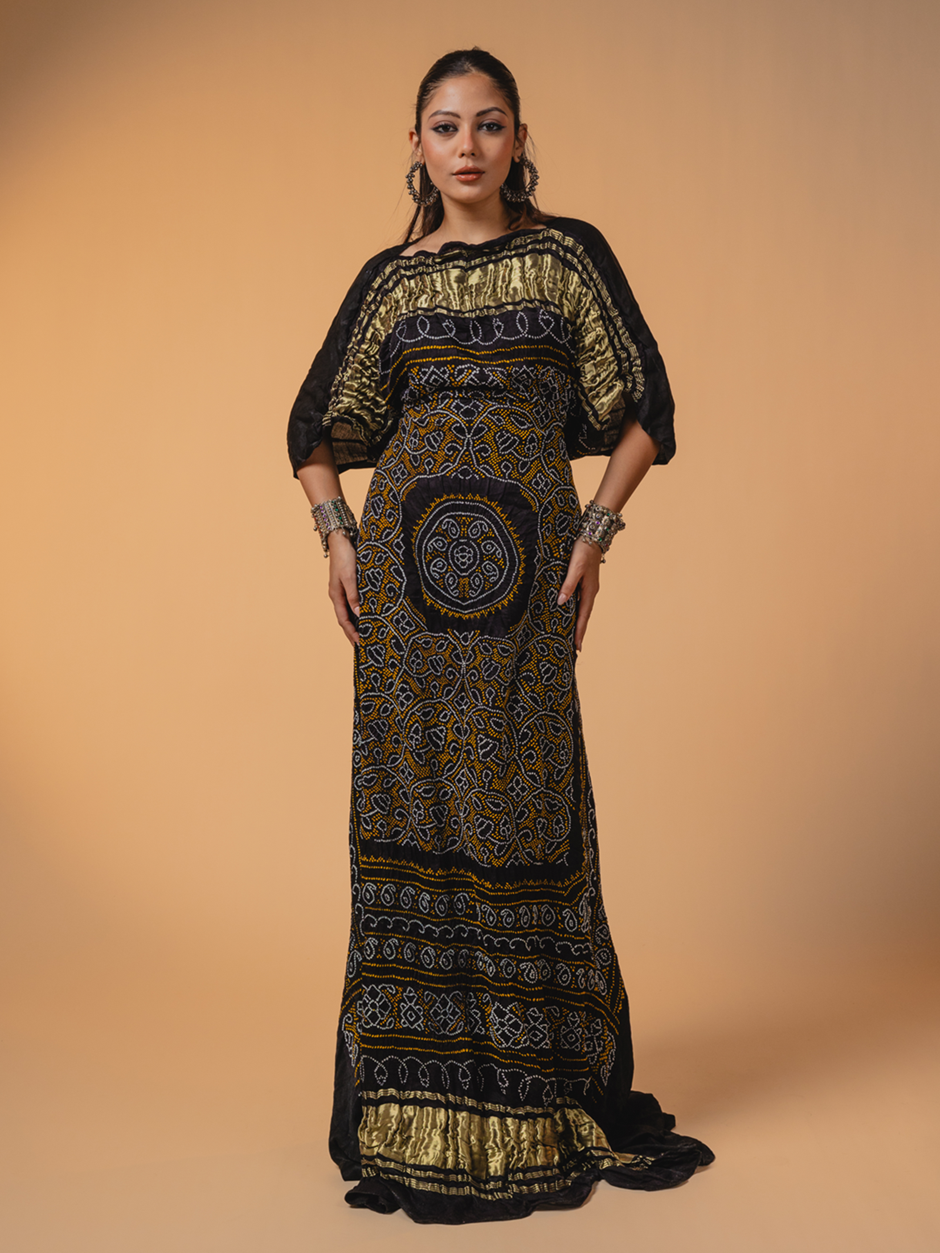 Bandhani Silk Dress Black