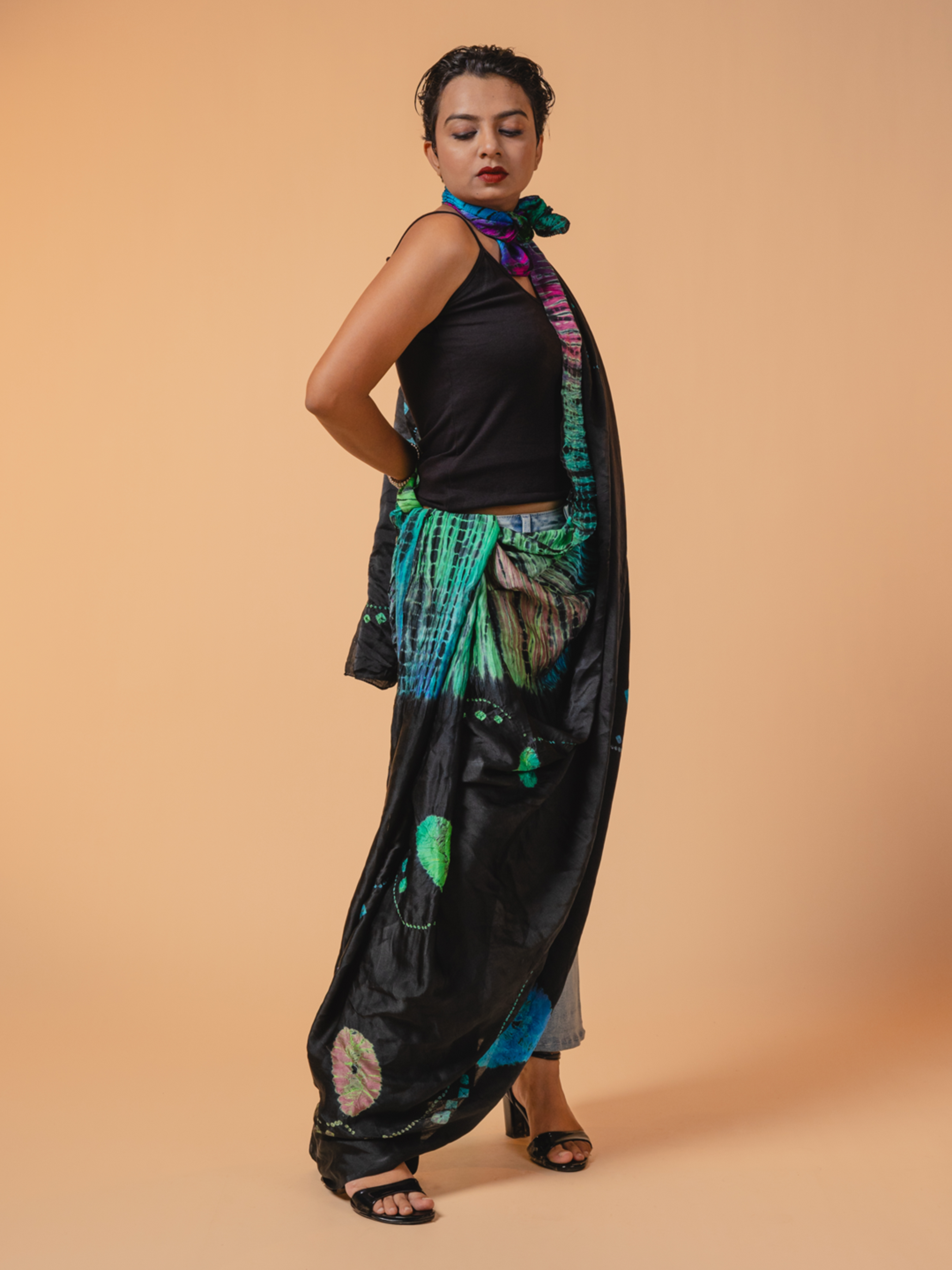 Bandhani Silk Dupatta  Black