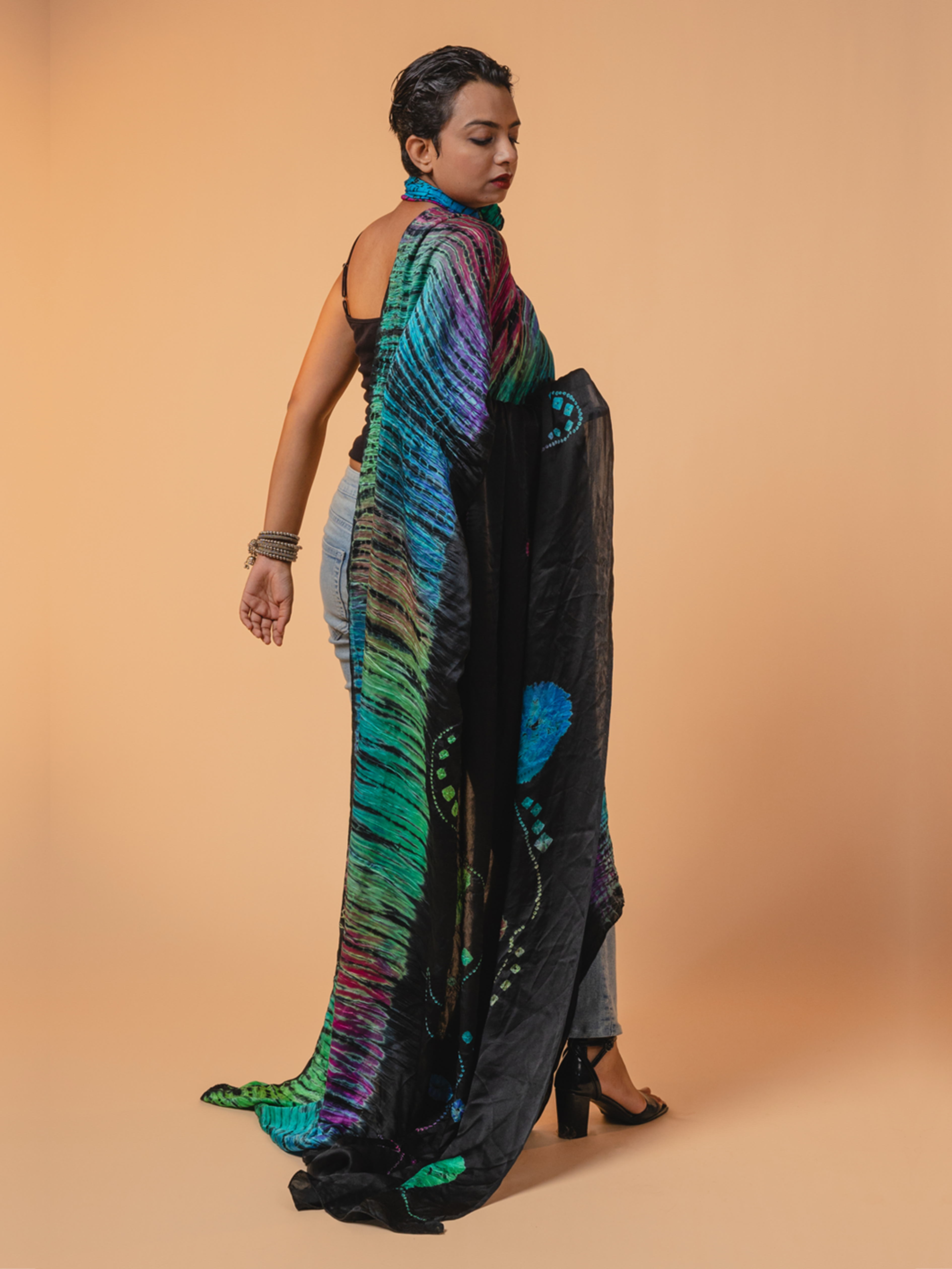 Bandhani Silk Dupatta  Black