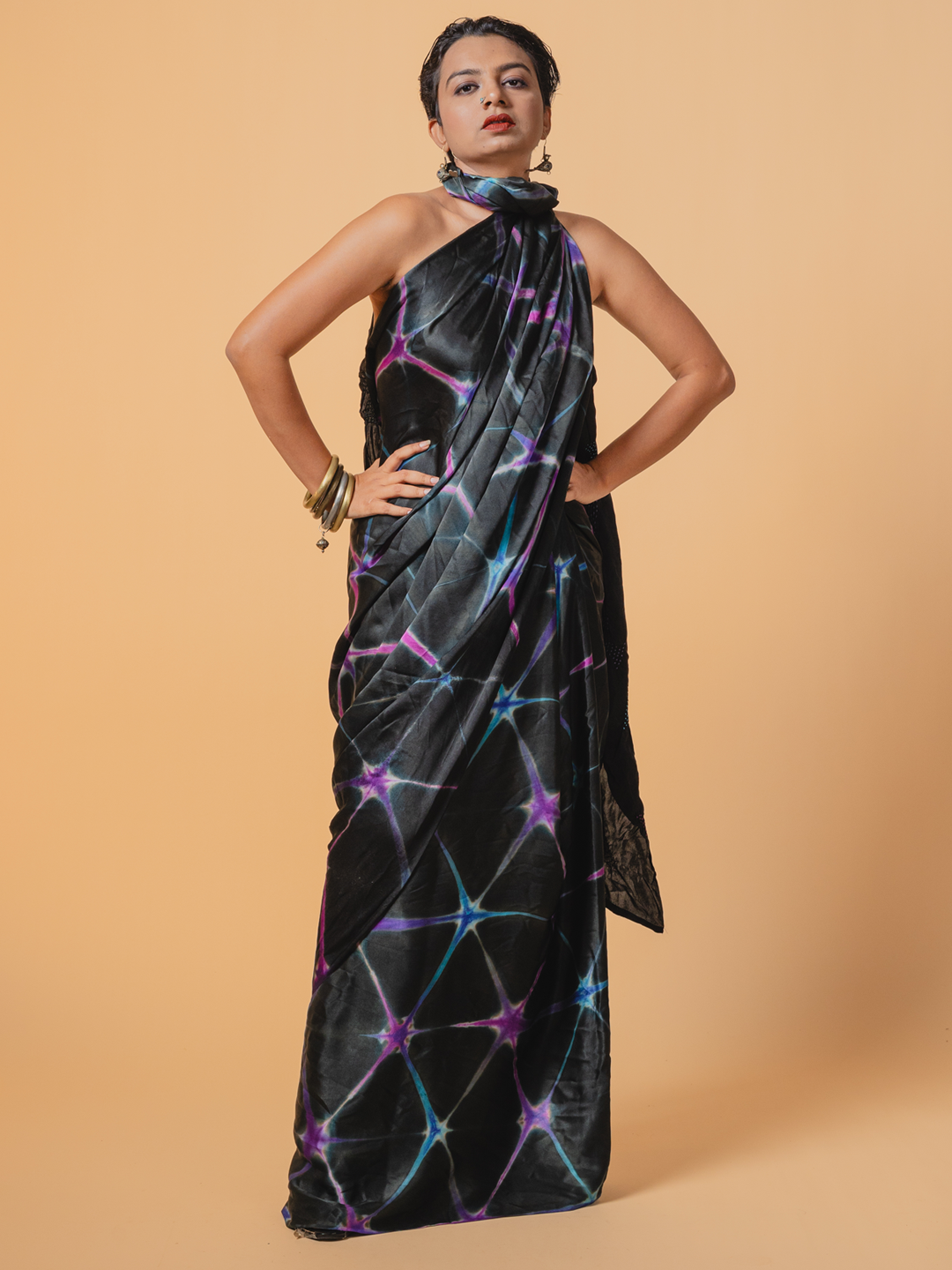Bandhani Silk Saree Black