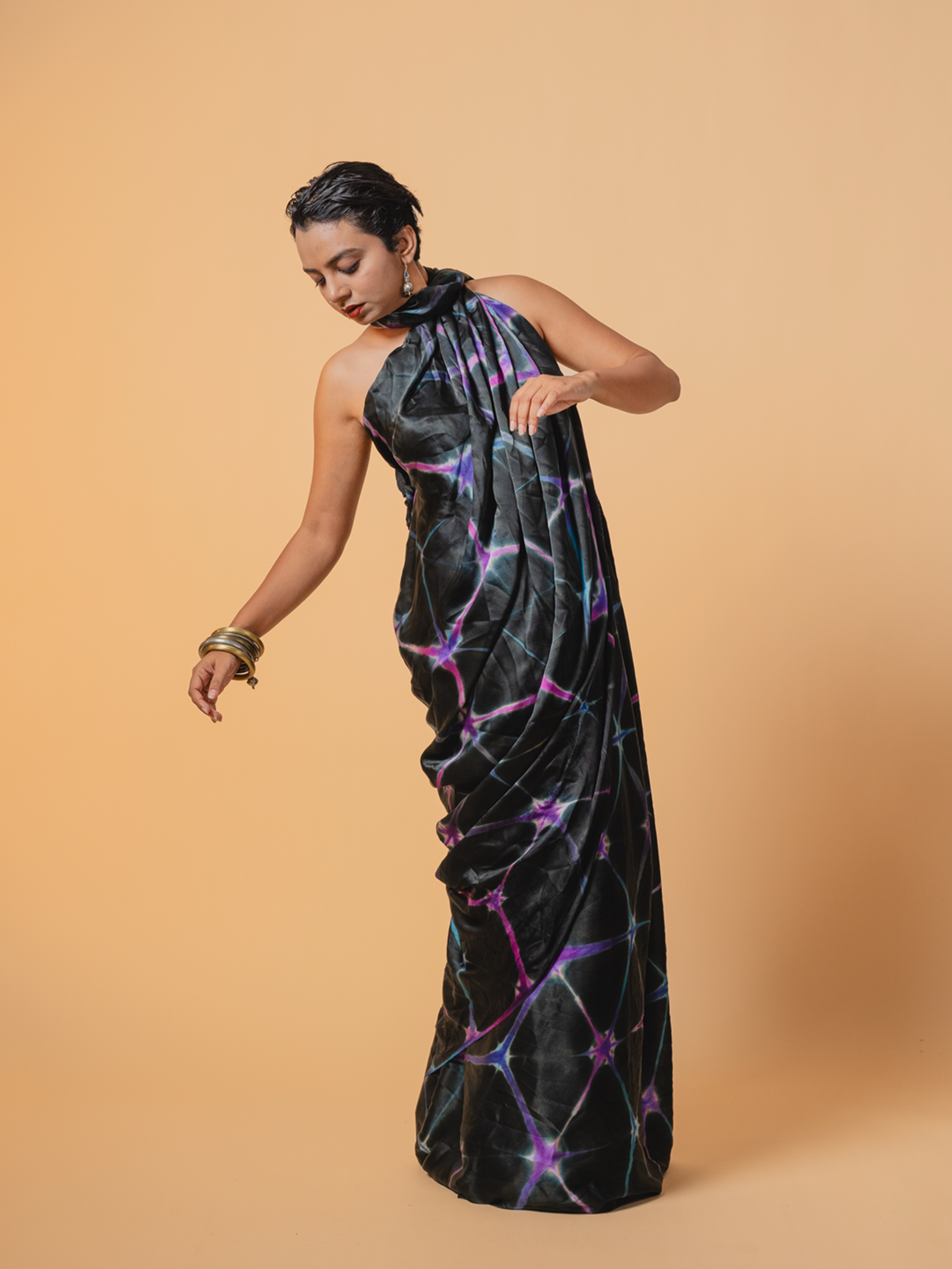 Bandhani Silk Saree Black