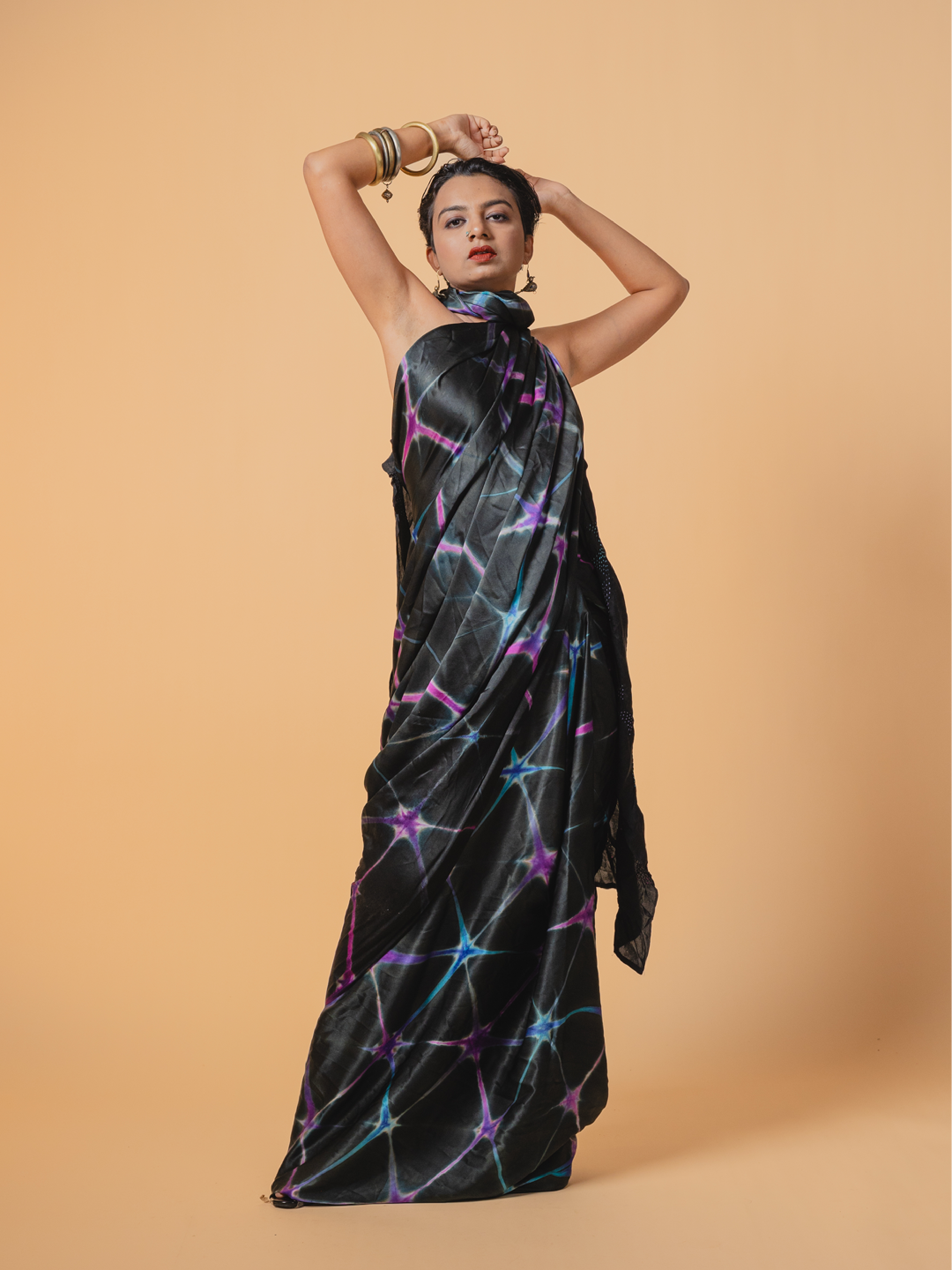 Bandhani Silk Saree Black