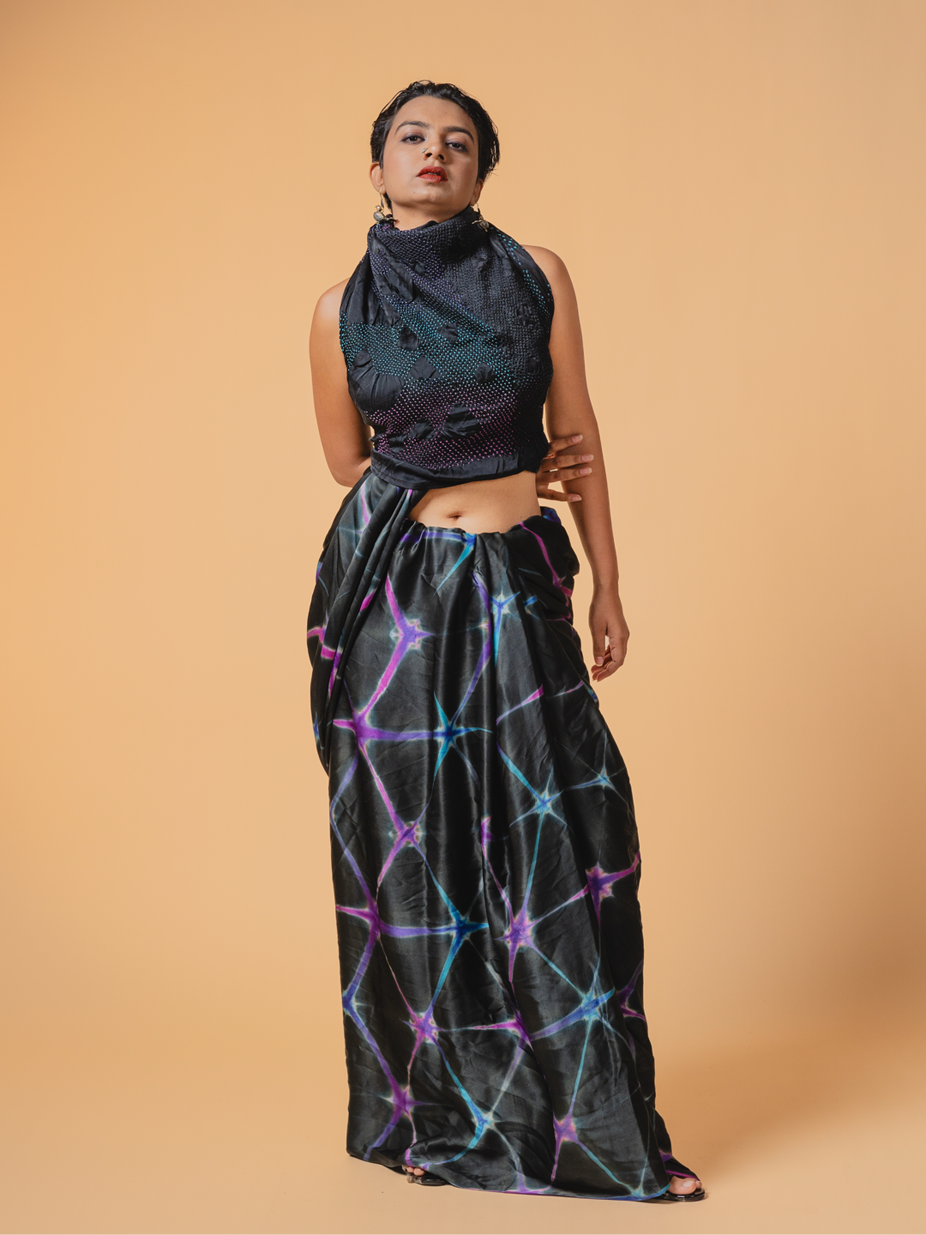 Bandhani Silk Saree Black