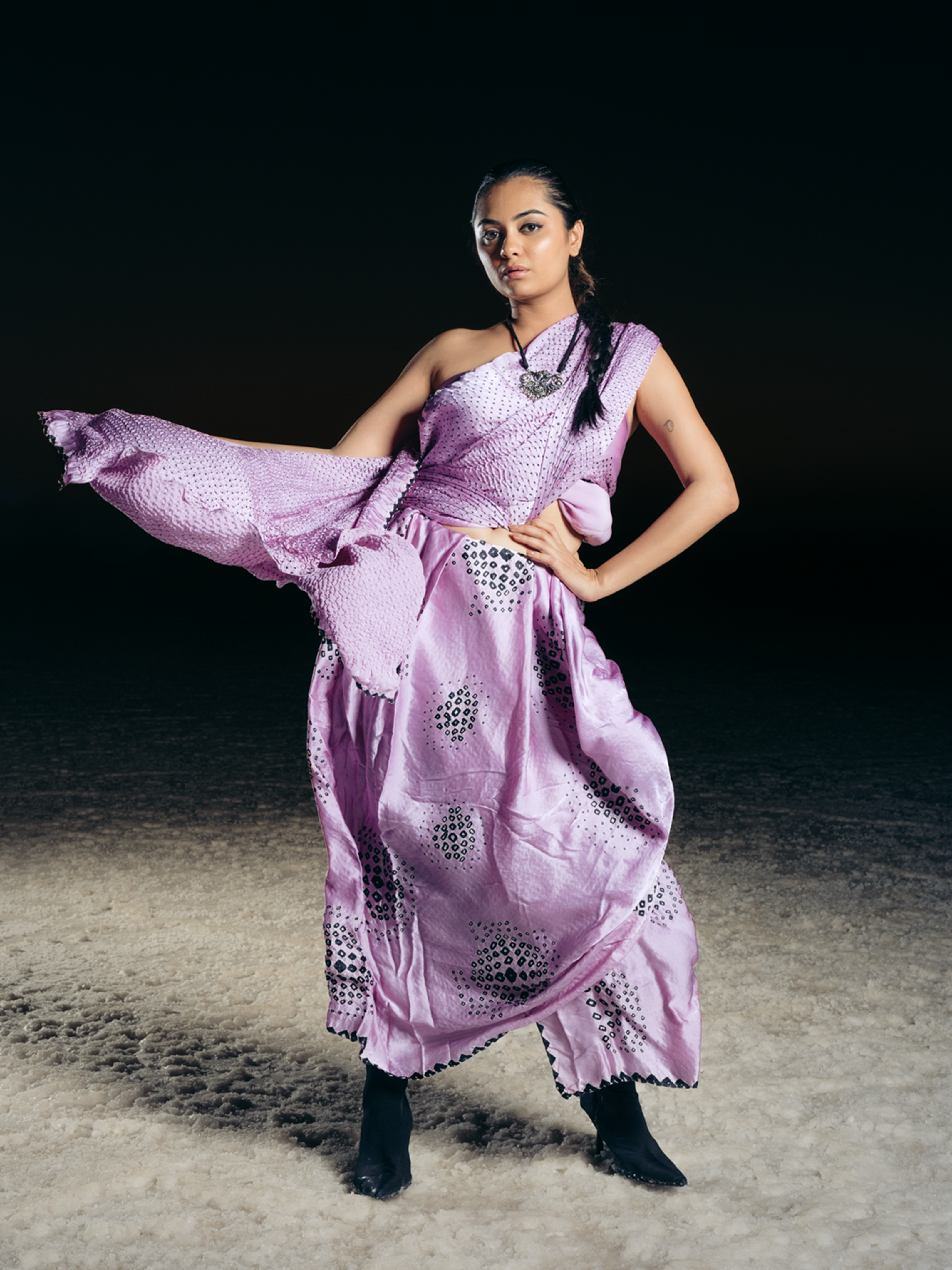 Bandhani Silk Saree Pastel Purple