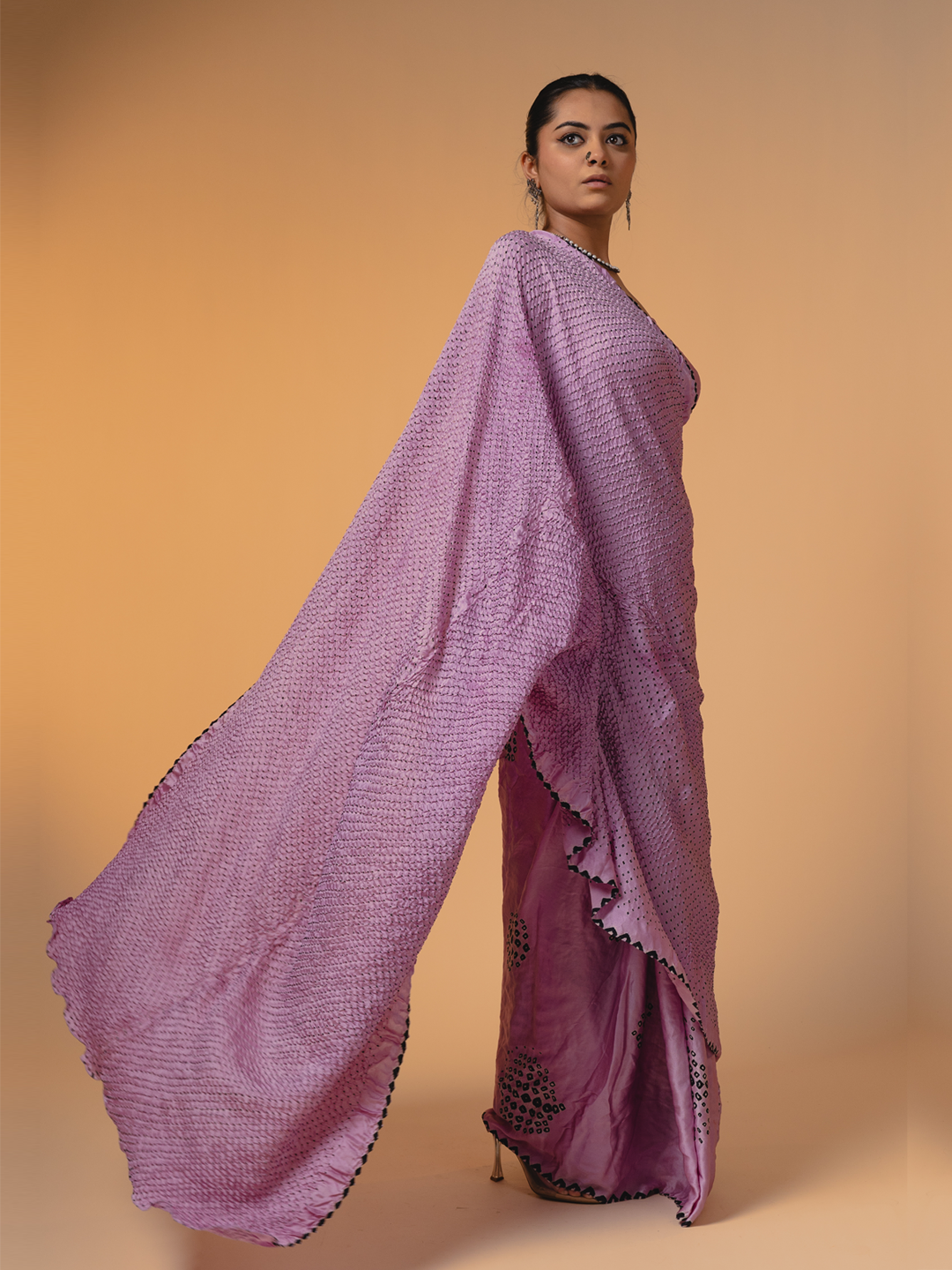 Bandhani Silk Saree Pastel Purple
