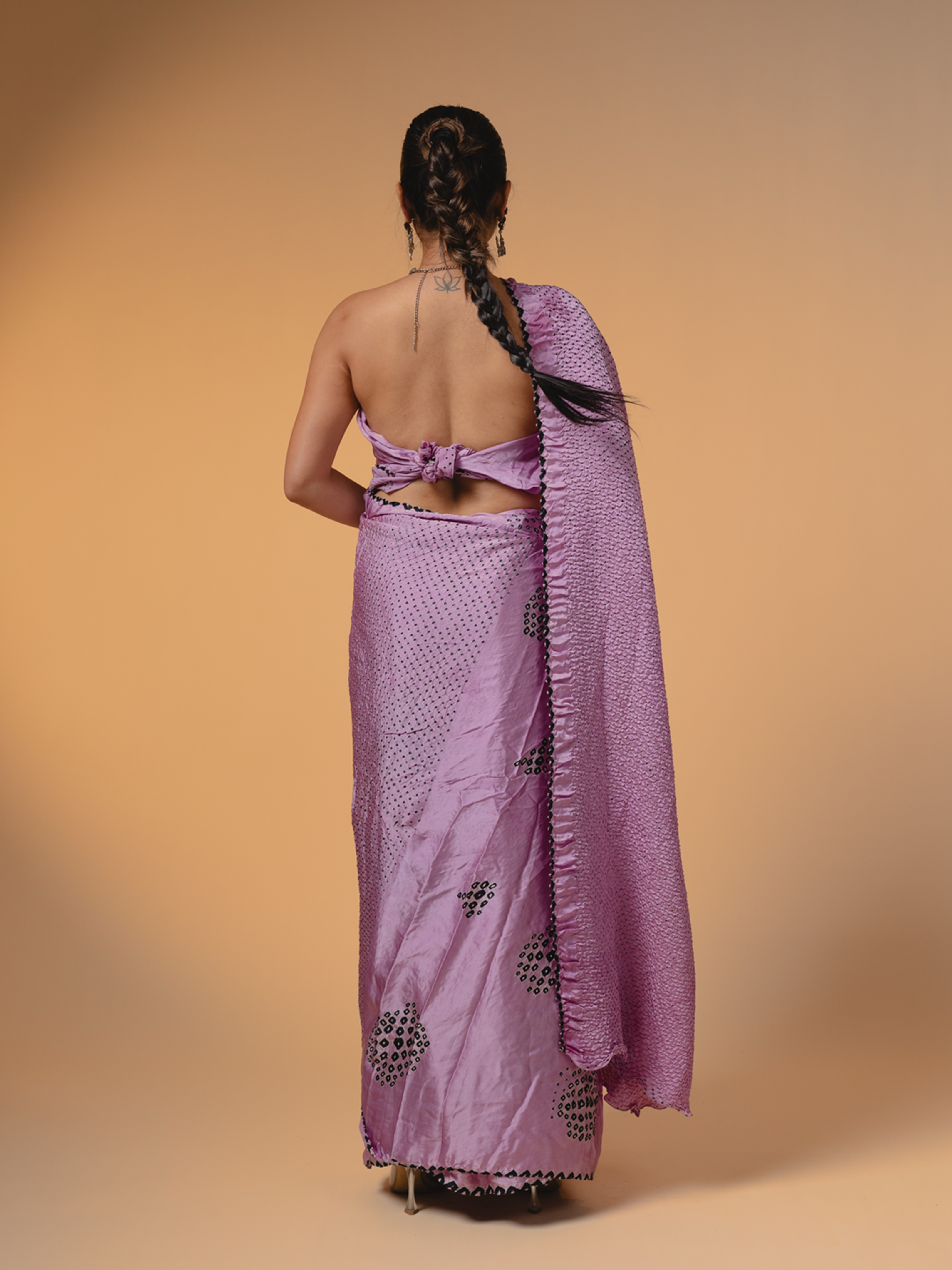 Bandhani Silk Saree Pastel Purple