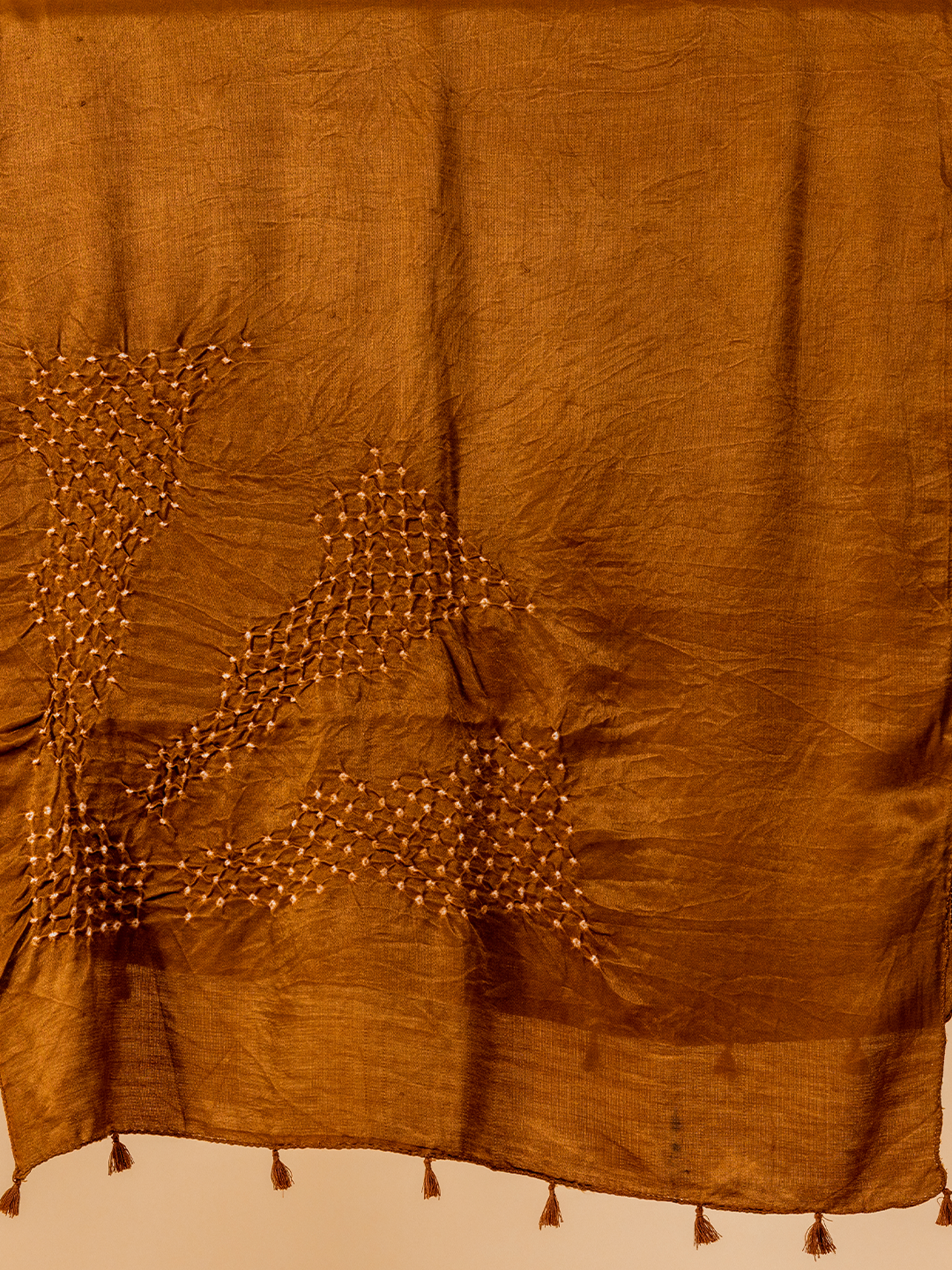 Bandhani Silk Stole Brown