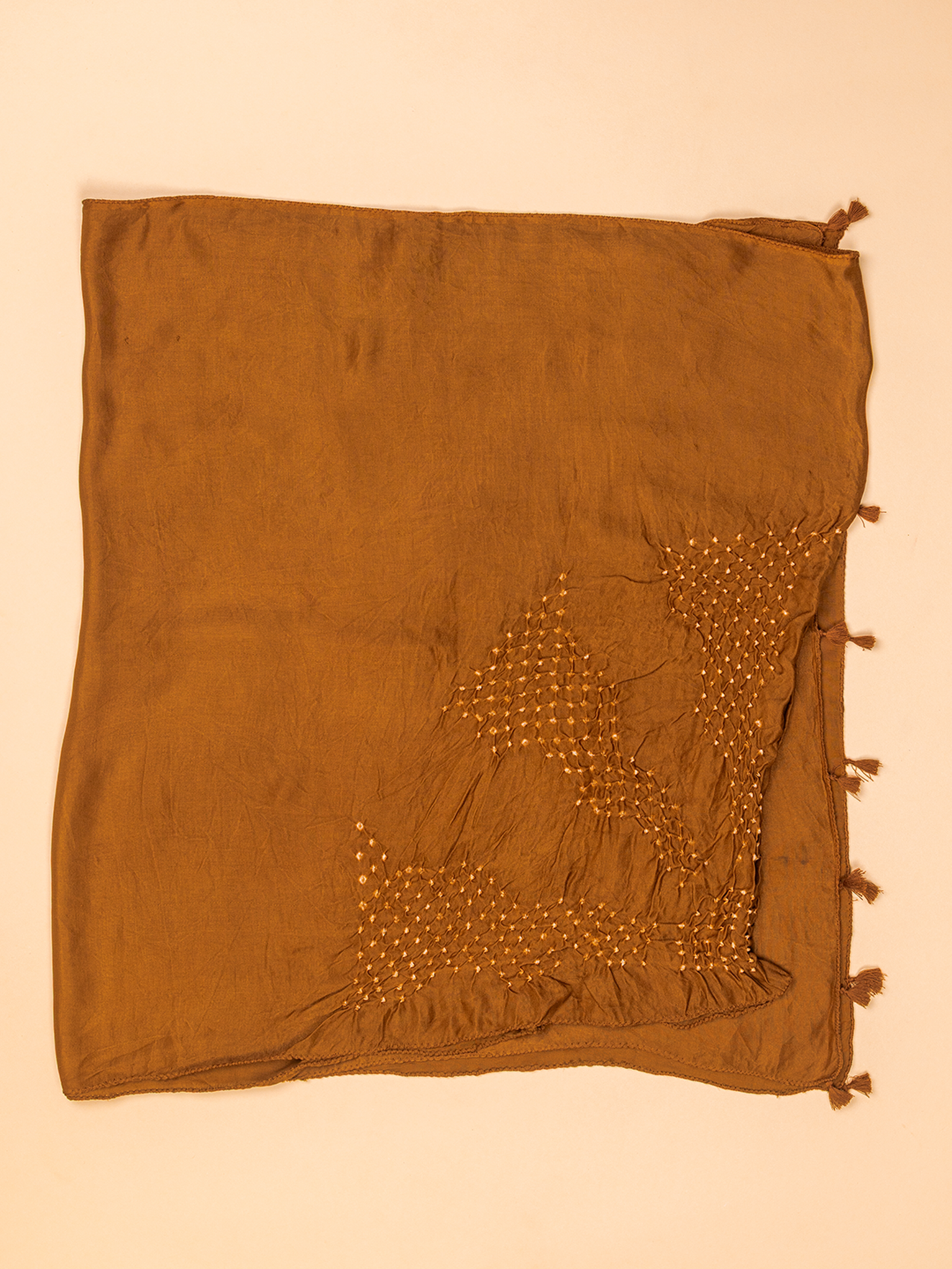 Bandhani Silk Stole Brown