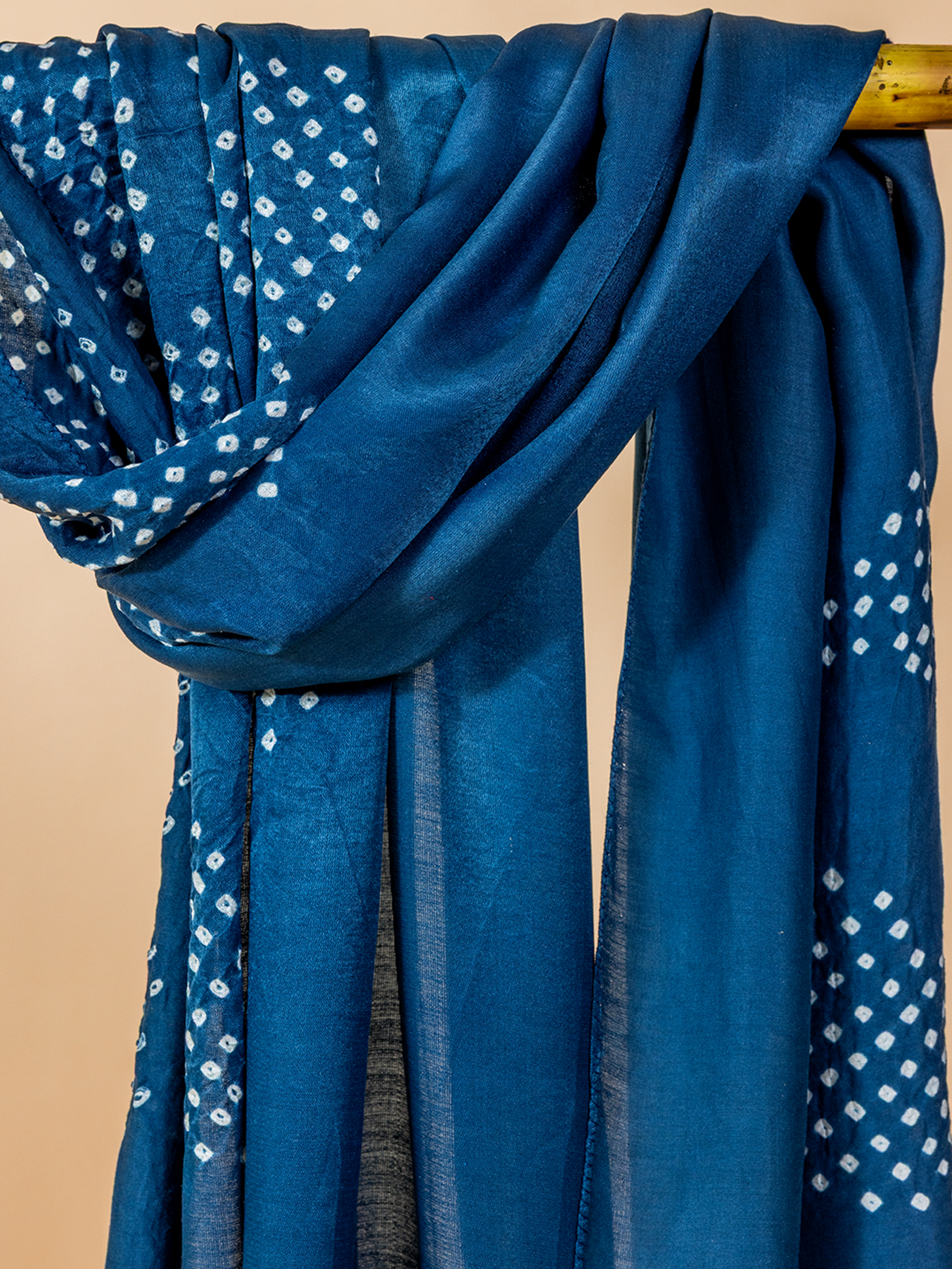 Bandhani Silk Stole Dark Blue