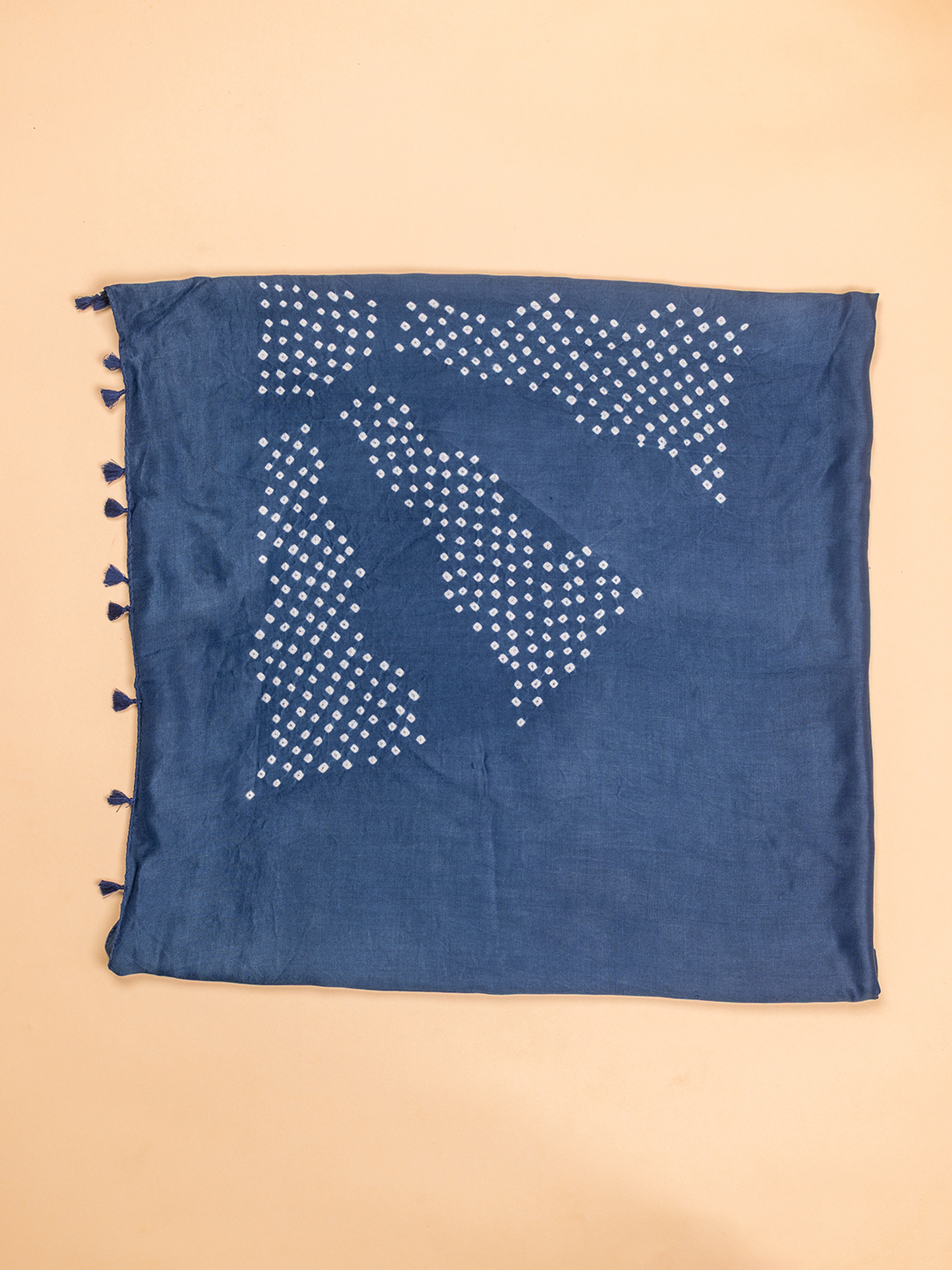 Bandhani Silk Stole Dark Blue