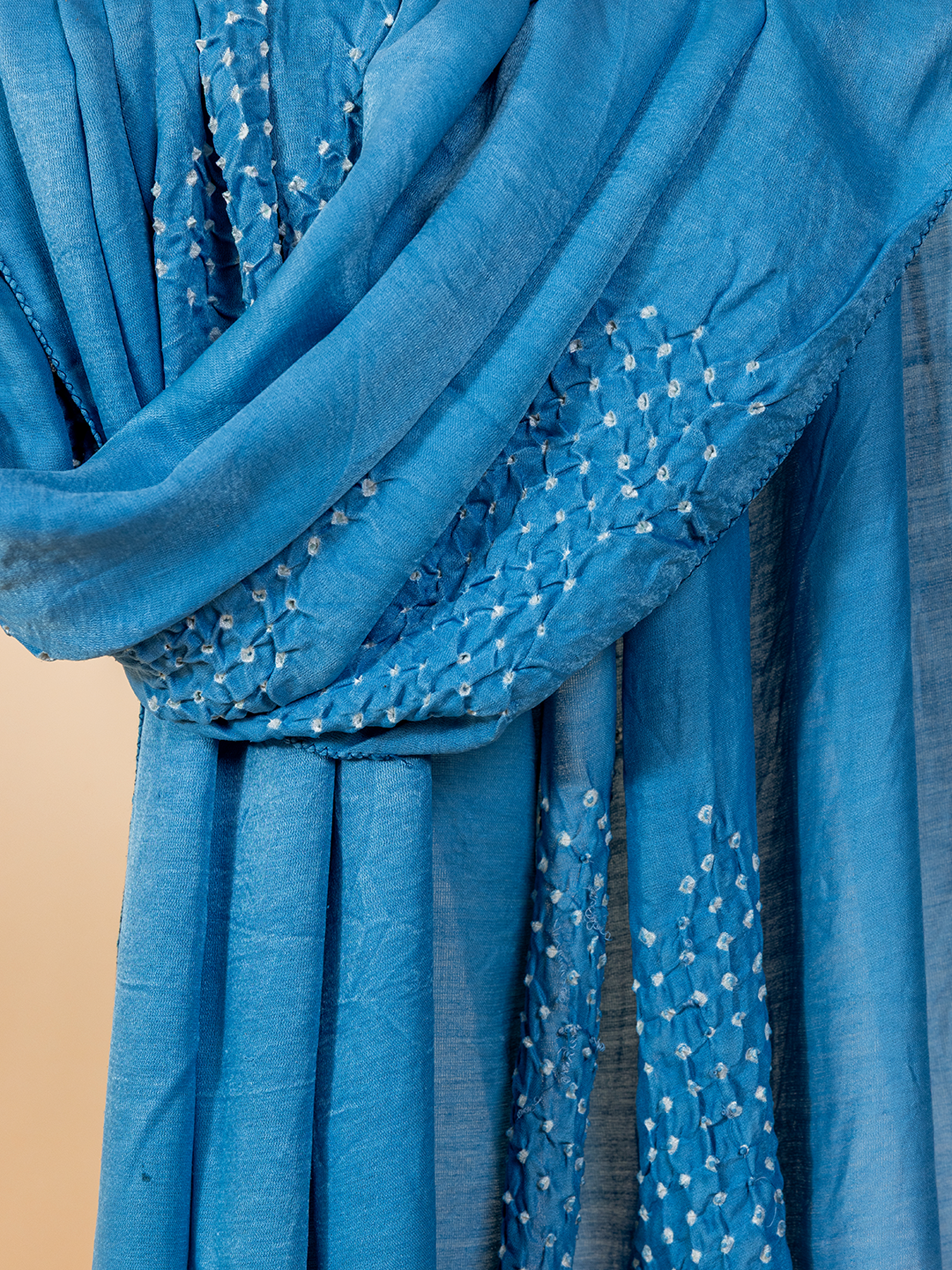 Bandhani Silk Stole Light Blue