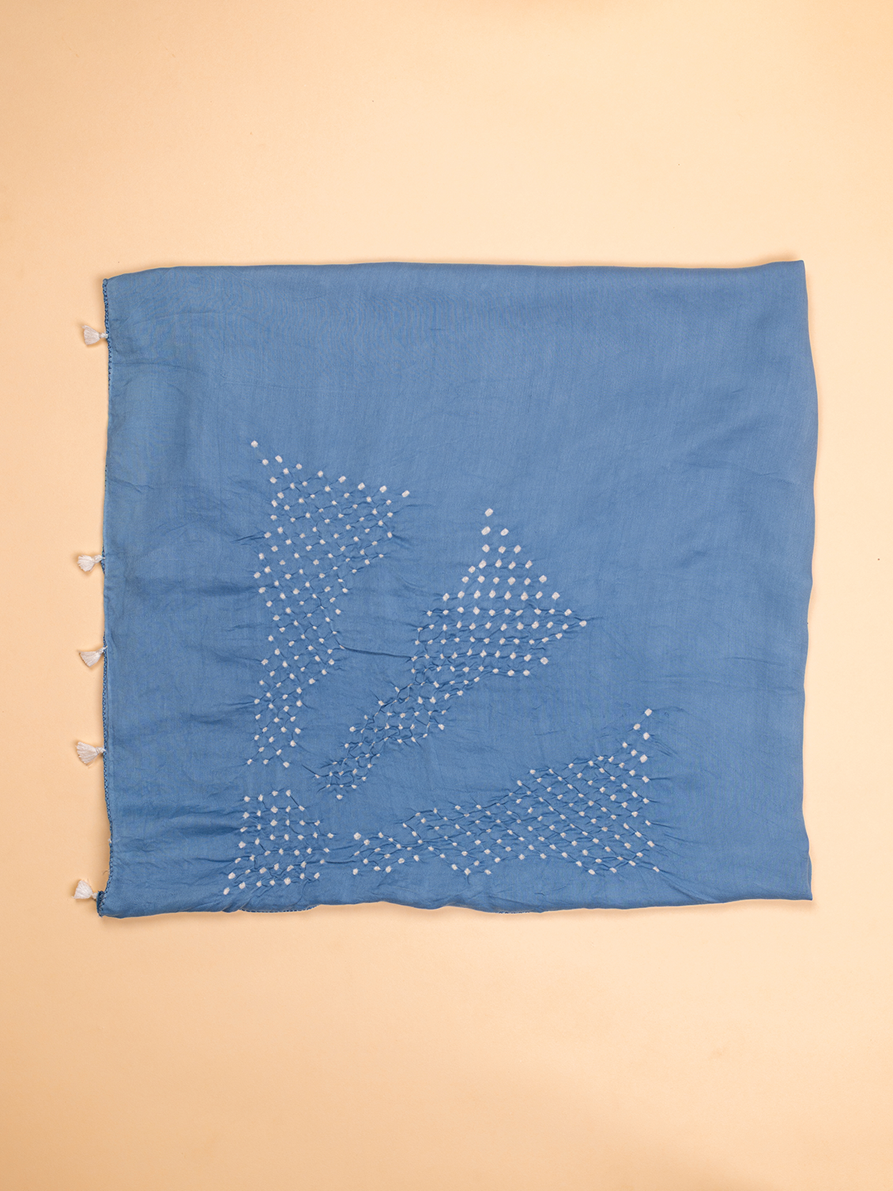 Bandhani Silk Stole Light Blue