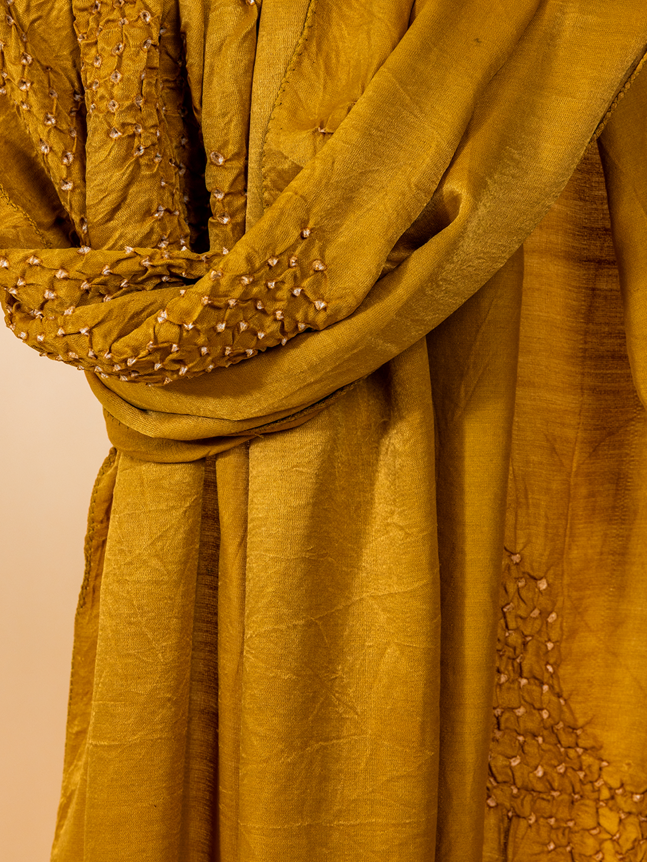 Bandhani Silk Stole  Yellow