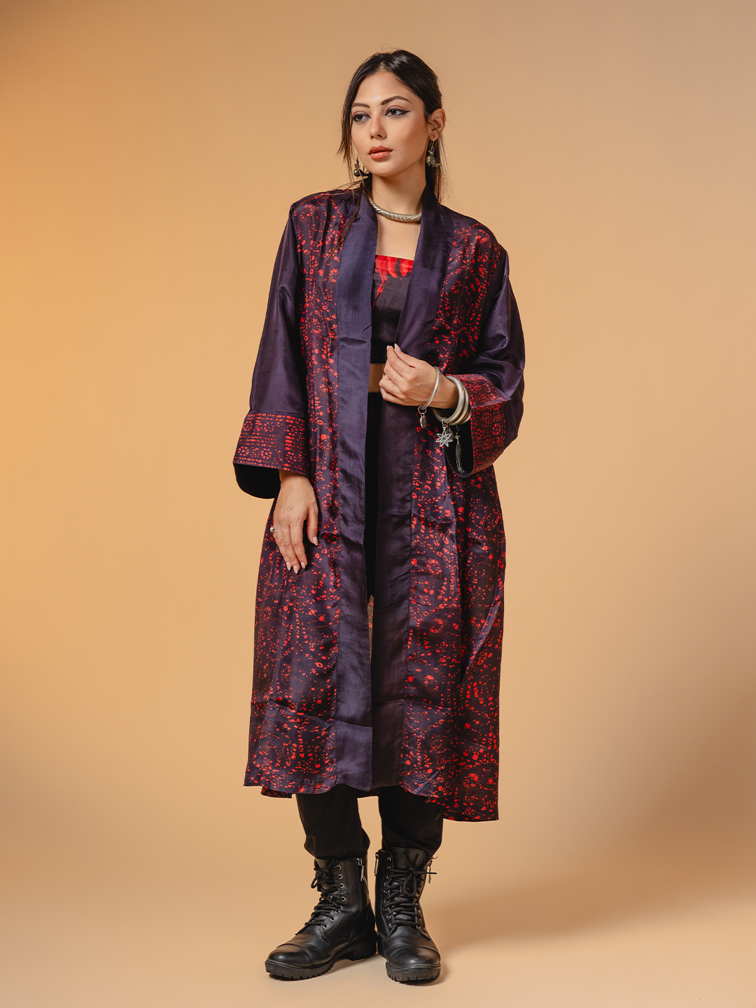 Batik Silk Overlay Black & Red