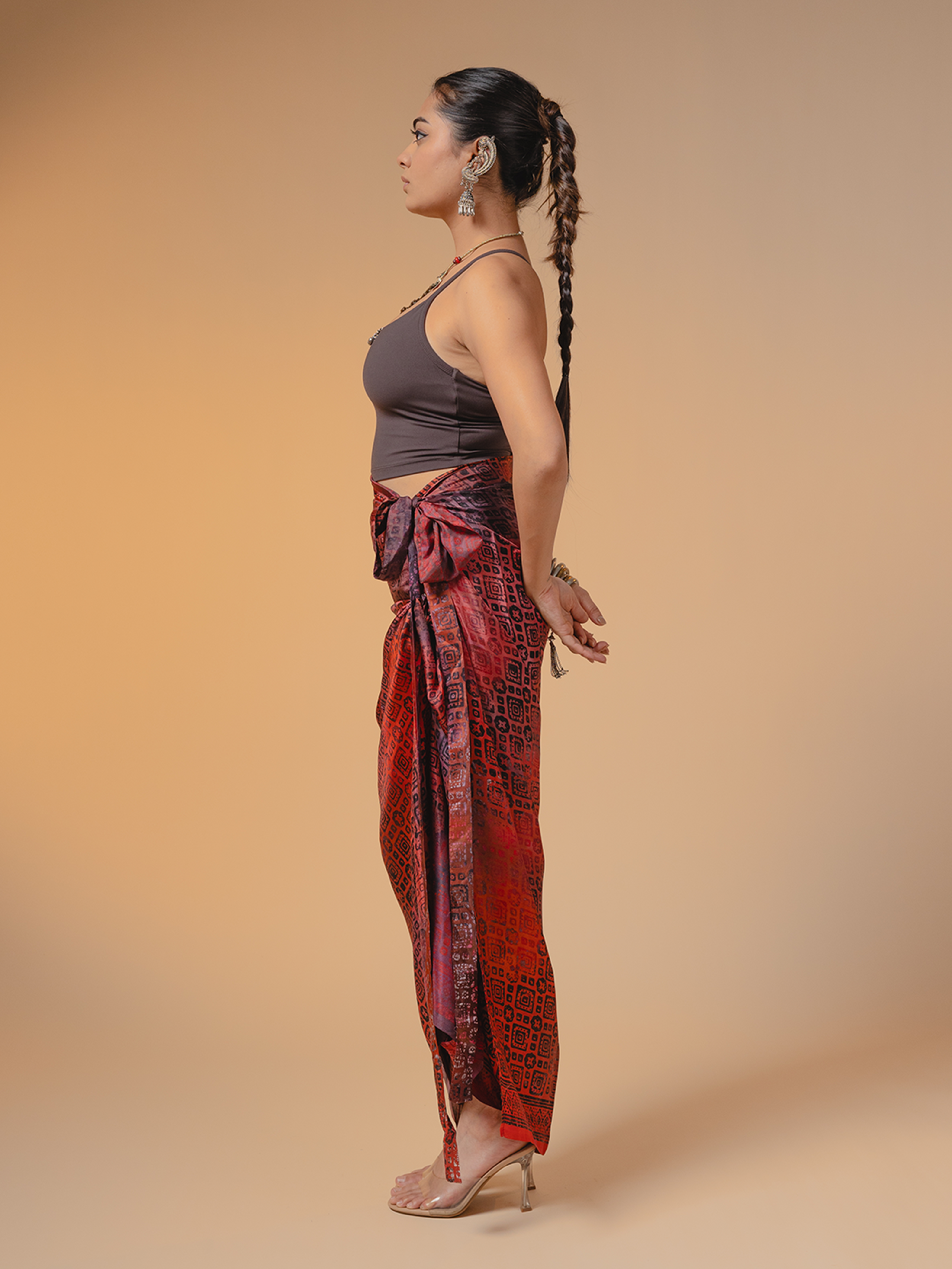 Batik Silk Skirt Black & Red