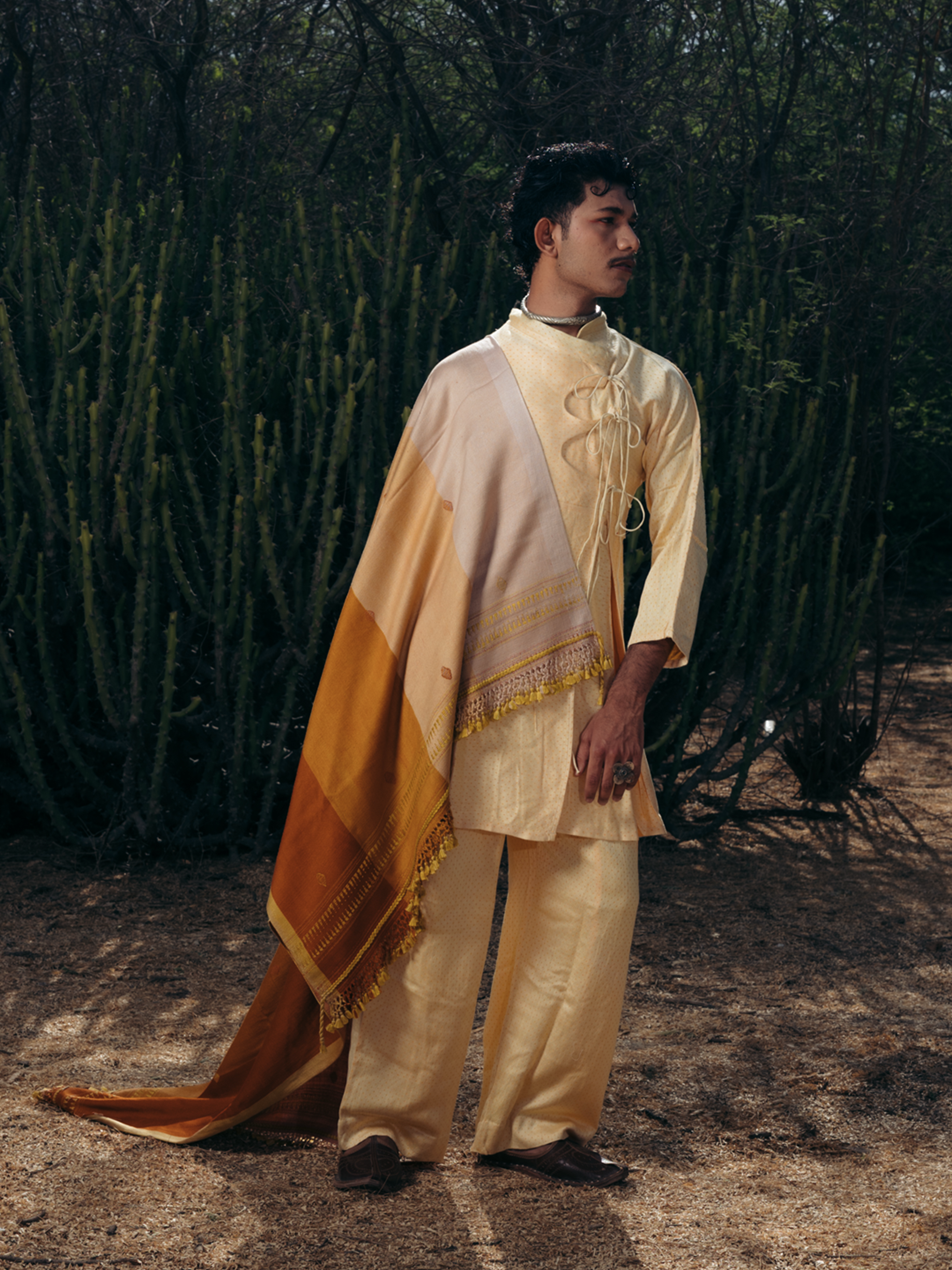 Eri Silk Mashru Shawl Yellow