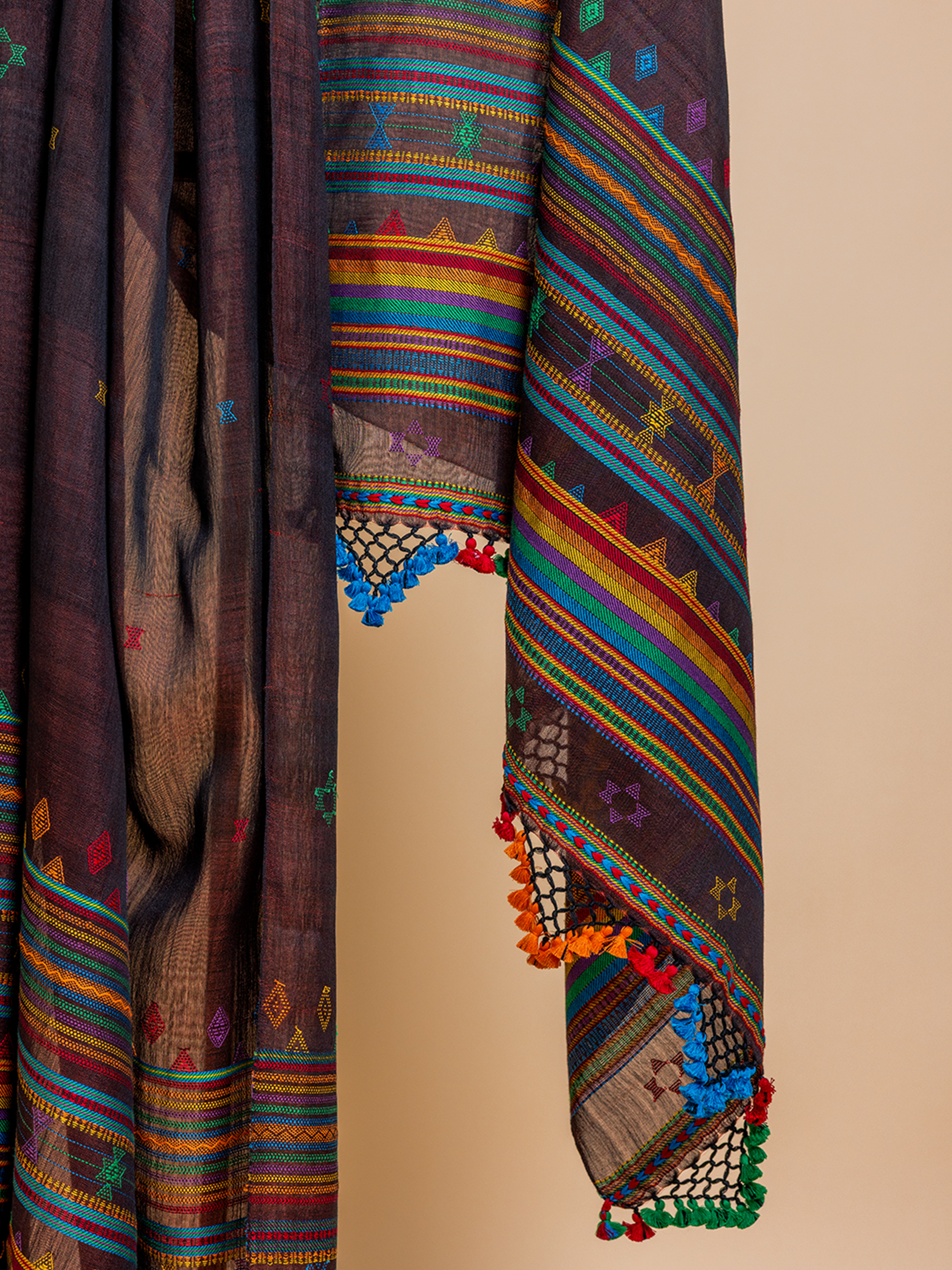 Extra- Weft Eri Silk Dupatta Brown