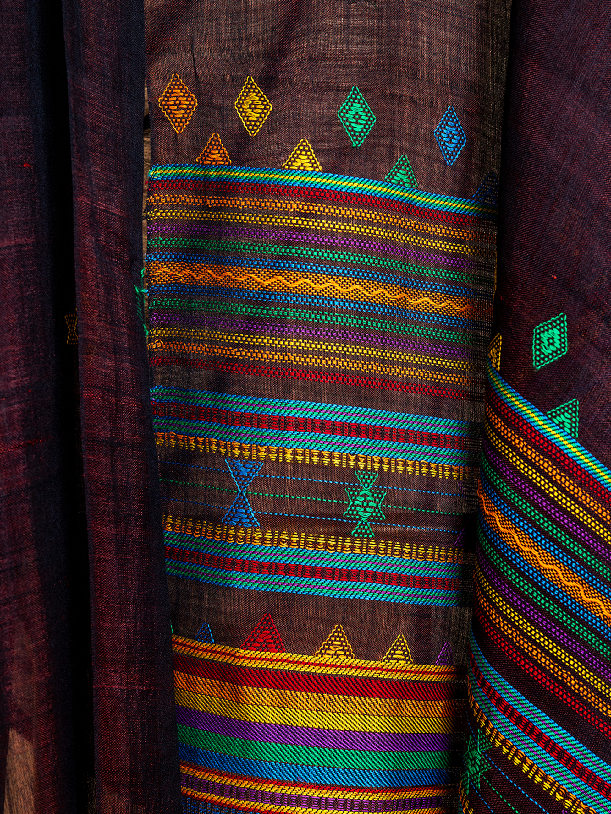 Extra- Weft Eri Silk Dupatta Brown