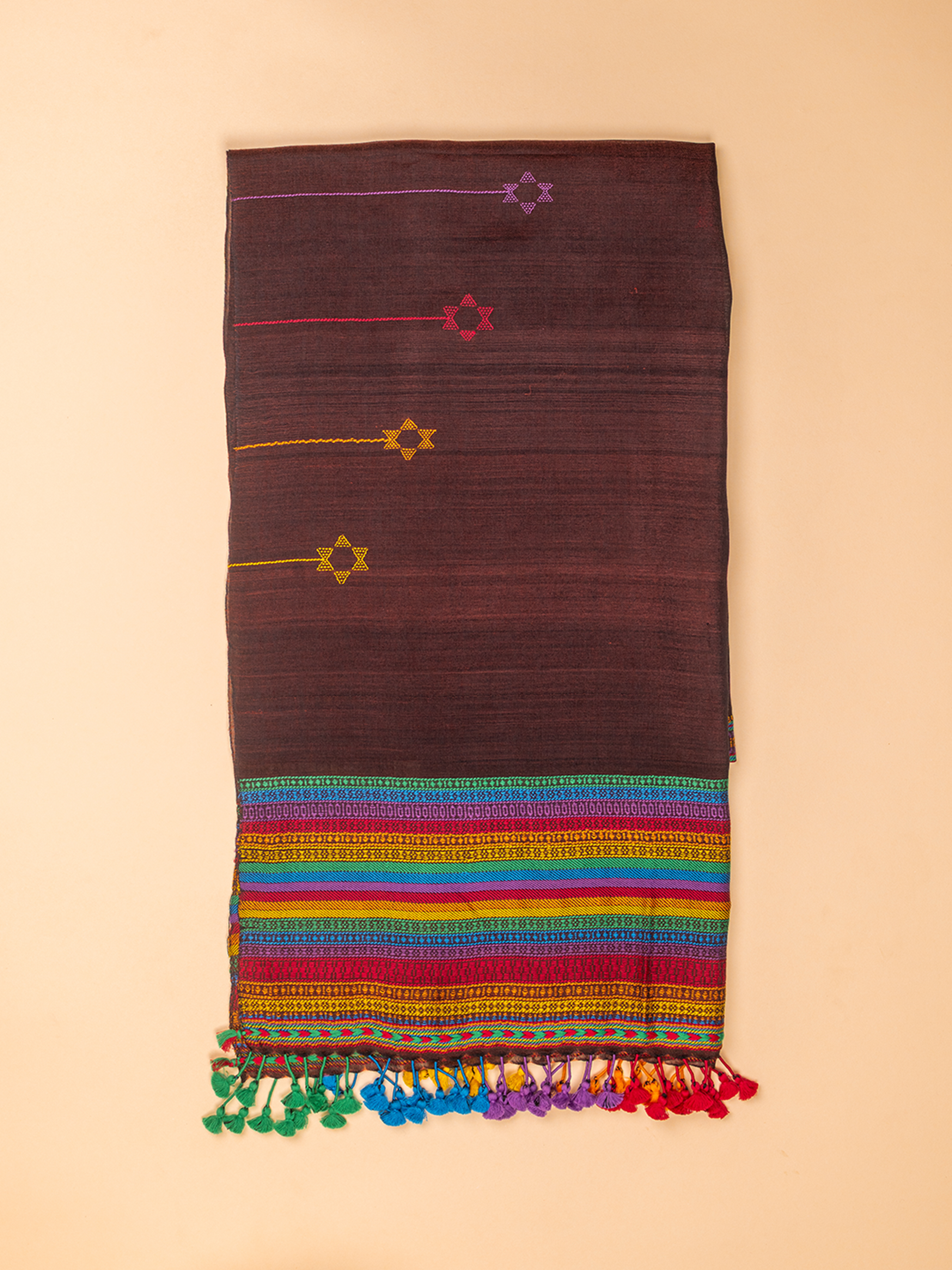 Extra- Weft Eri Silk Stole Brown