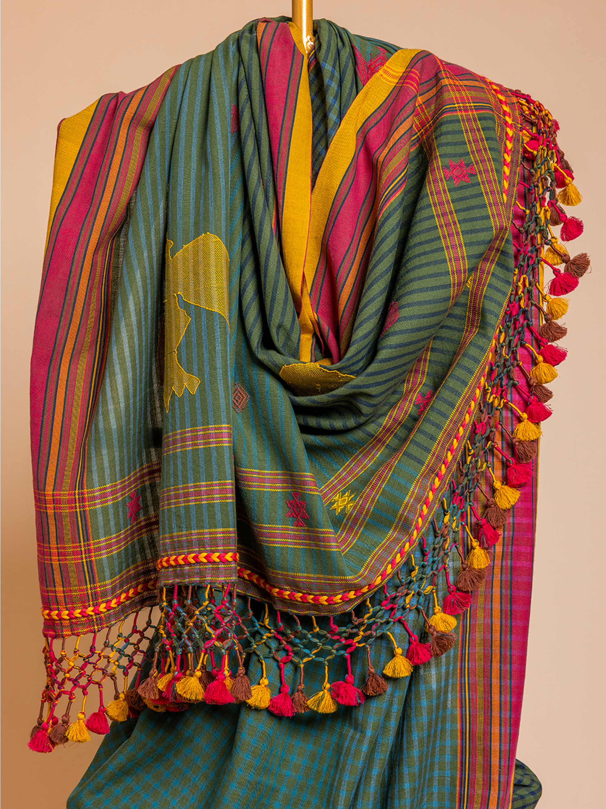 Extra-Weft Cotton Saree Turquoise Mynah