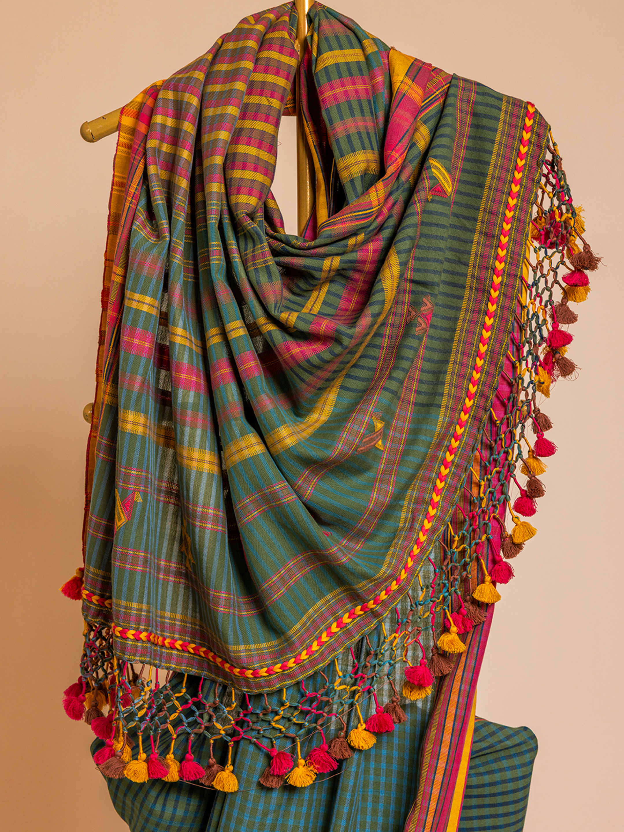Extra- Weft  Cotton Saree Turquoise Panchhi