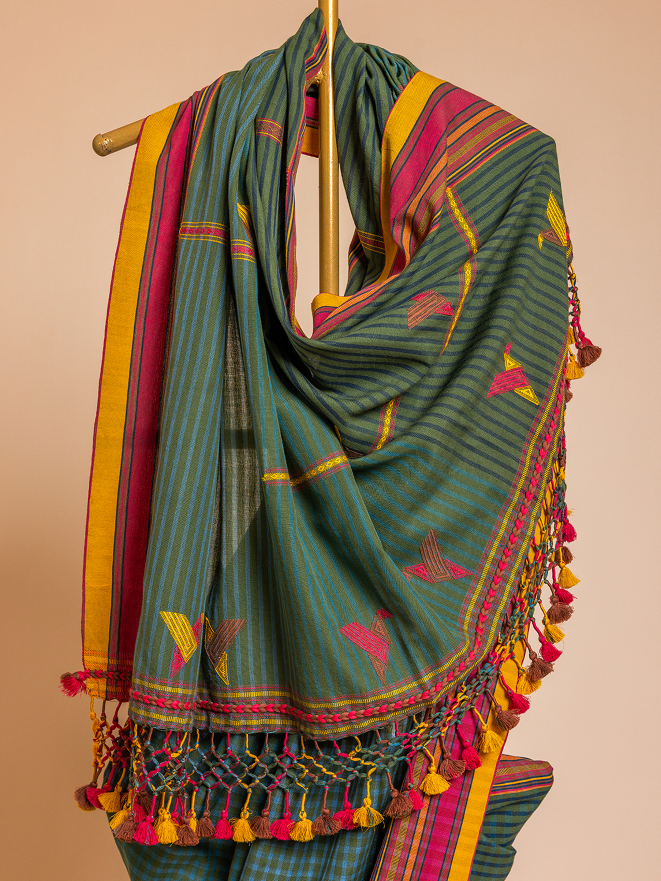 Extra-weft Cotton Saree Turquoise Sparrow