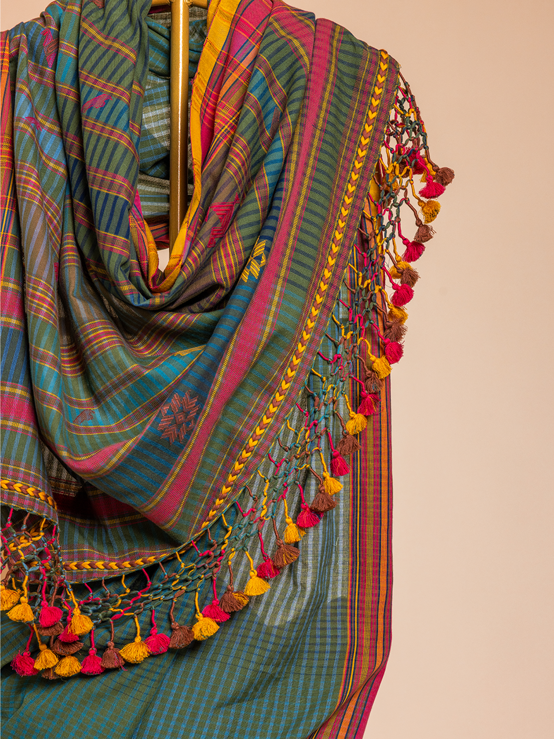 Extra- Weft  Cotton Saree Turquoise
