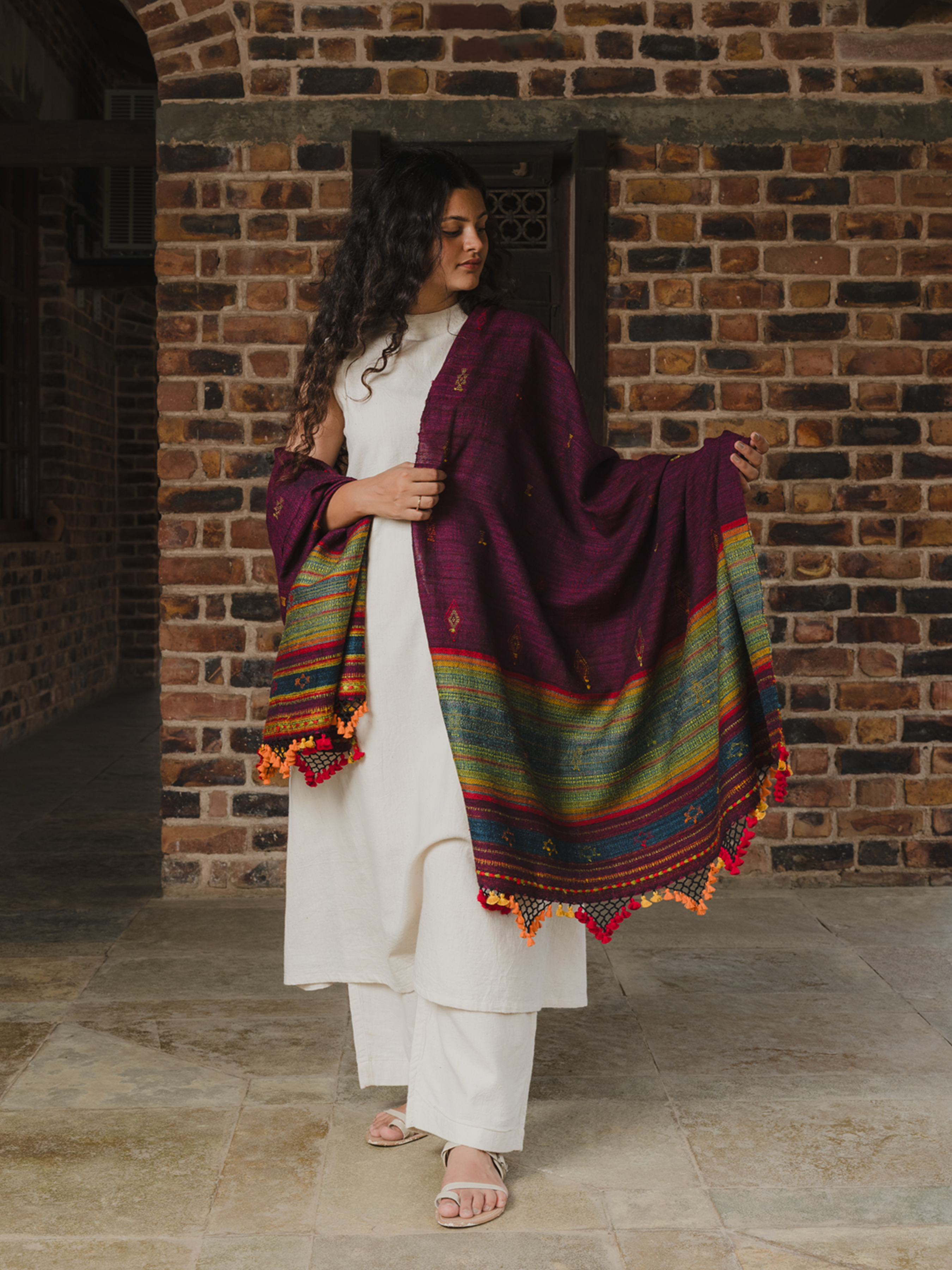 Extra- Weft Silk Dupatta Purple