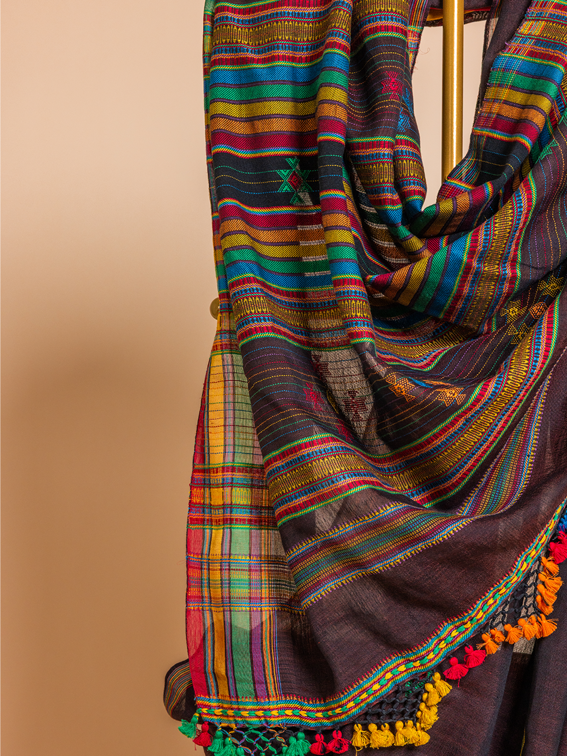Extra Weft Bamboo Saree Dark Brown