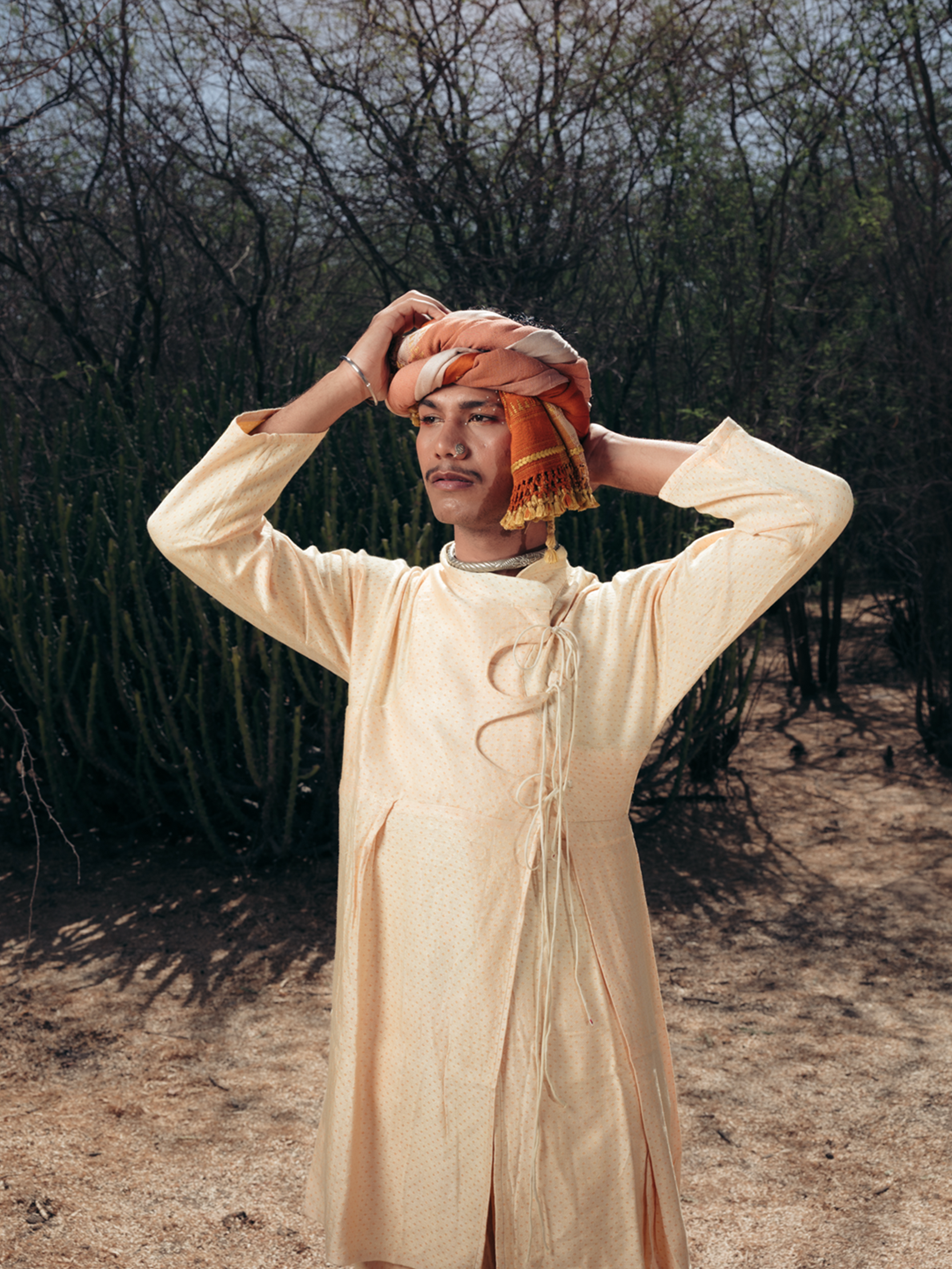 Mashru Kediya Set White