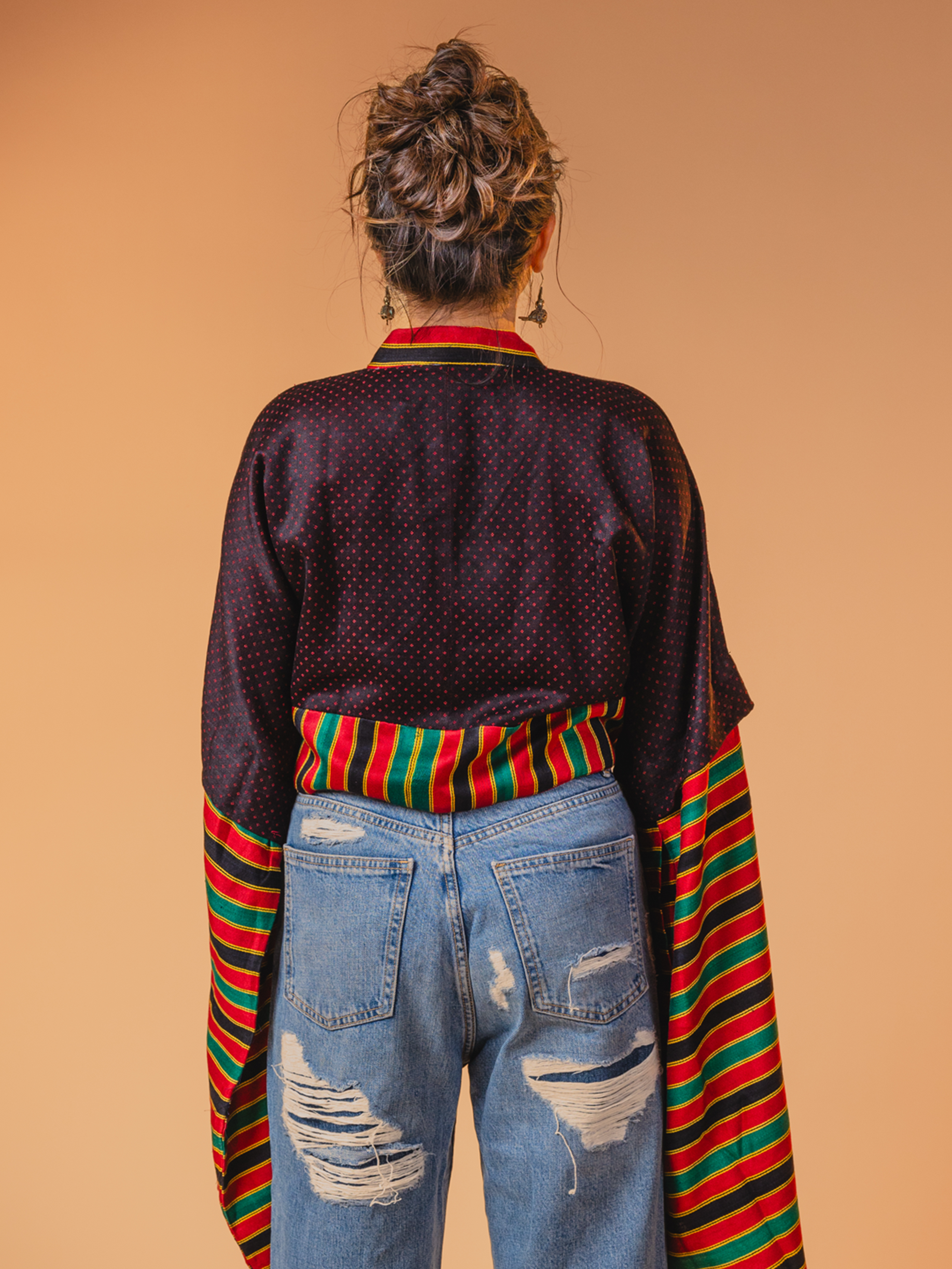 Mashru Poncho Top Black