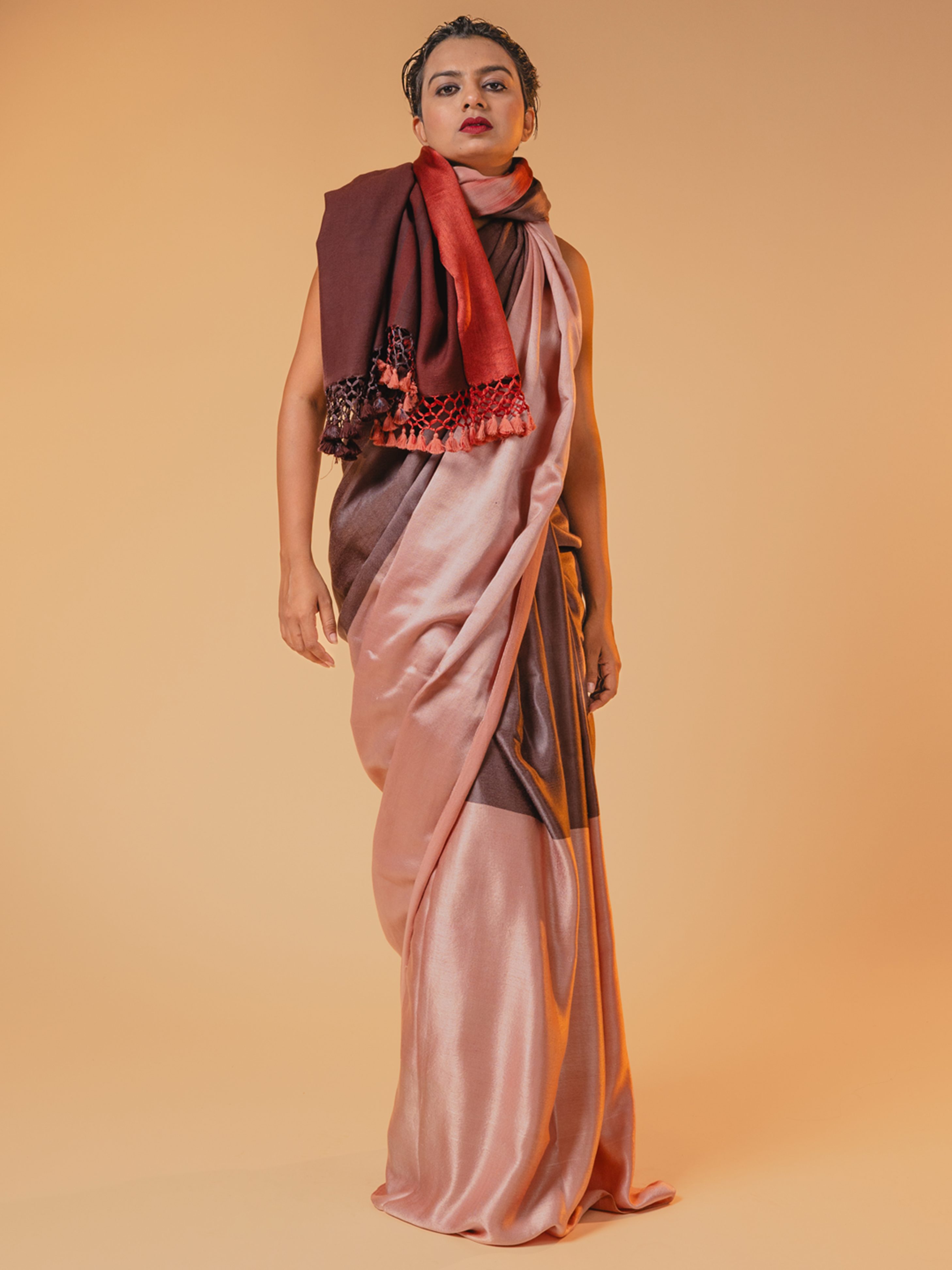 Mulberry Silk Mashru Saree Pink & Purple