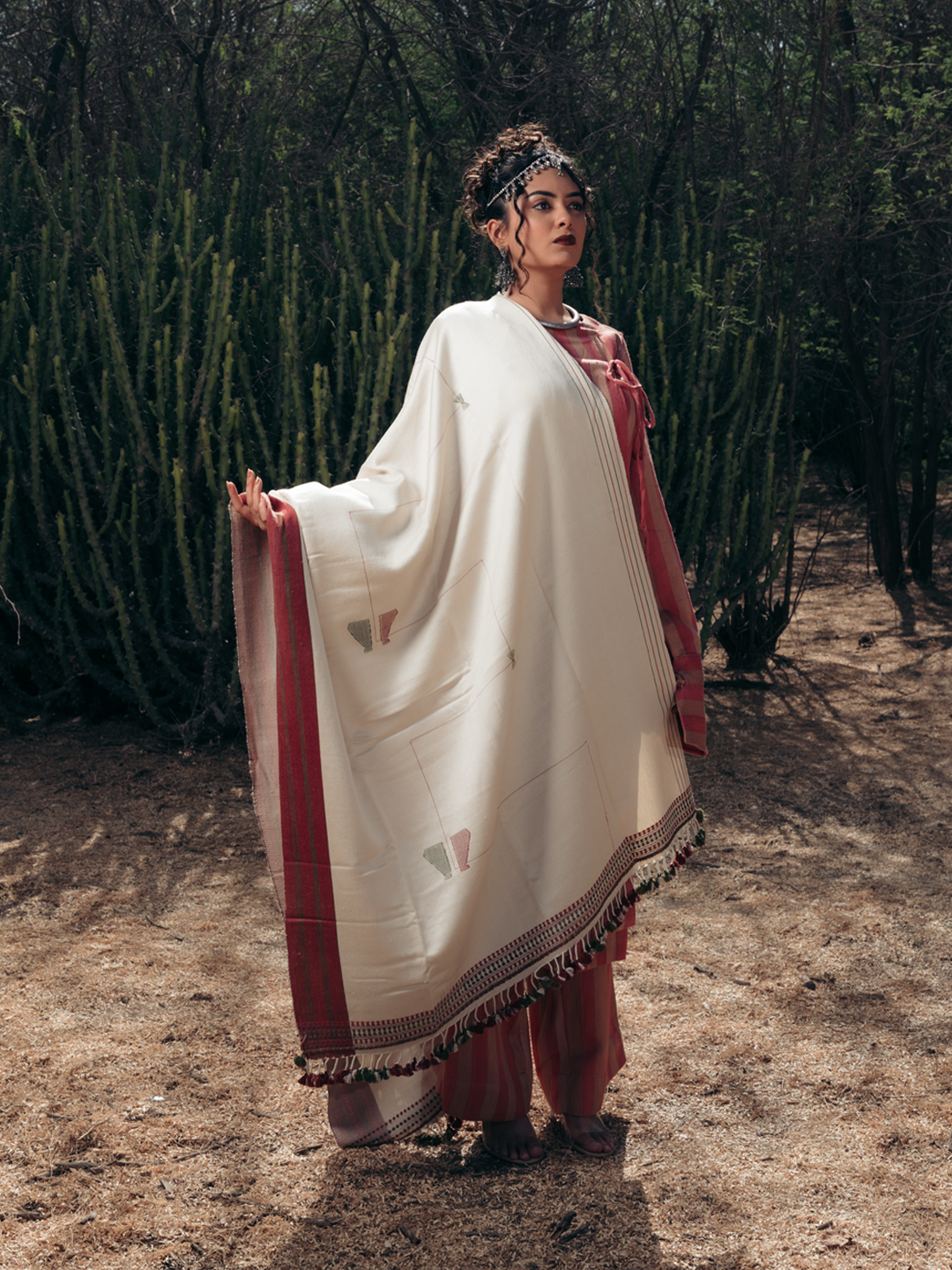 Silk by Mashru Shawl White
