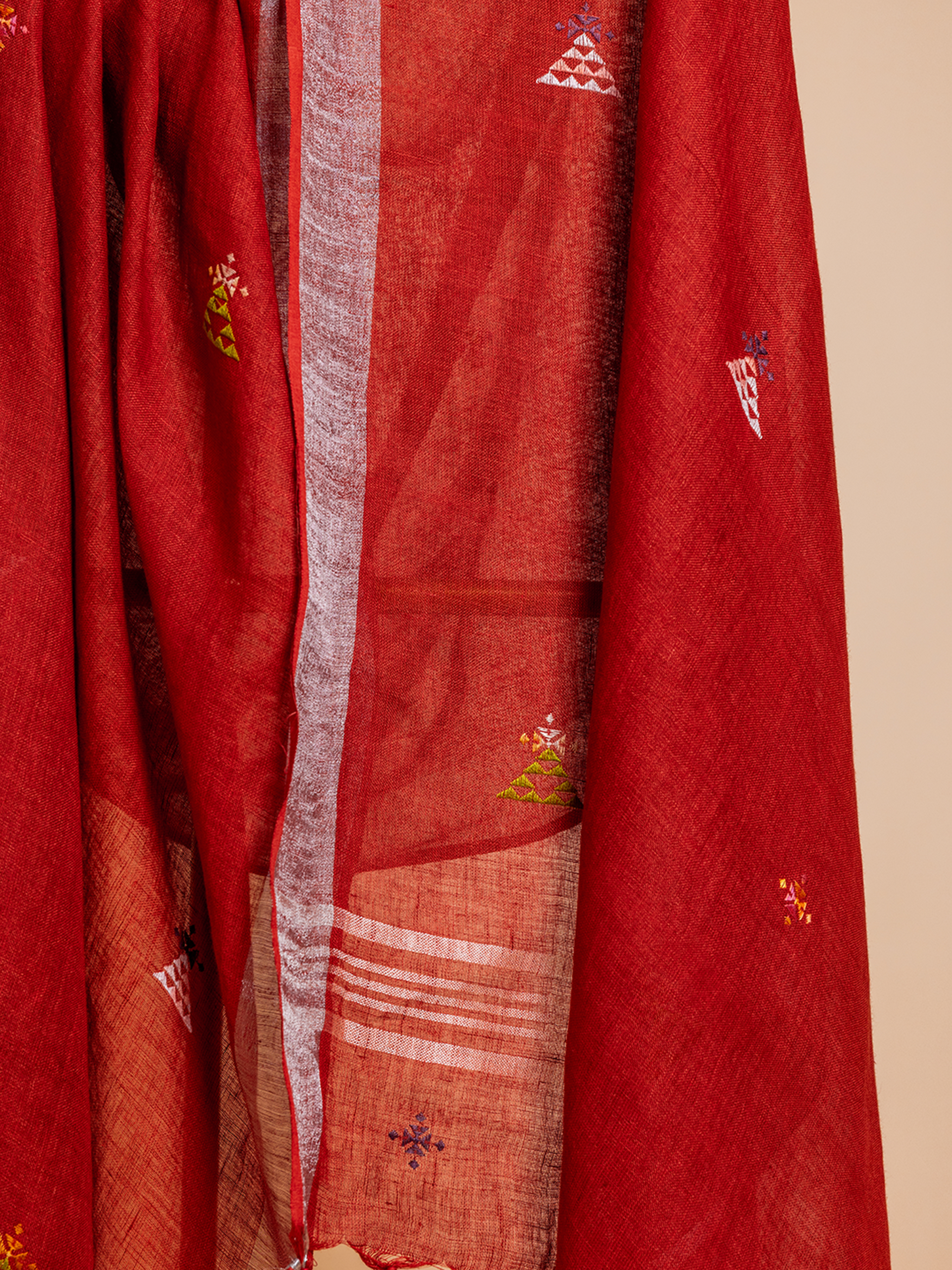 Soof  Linen Dupatta Red