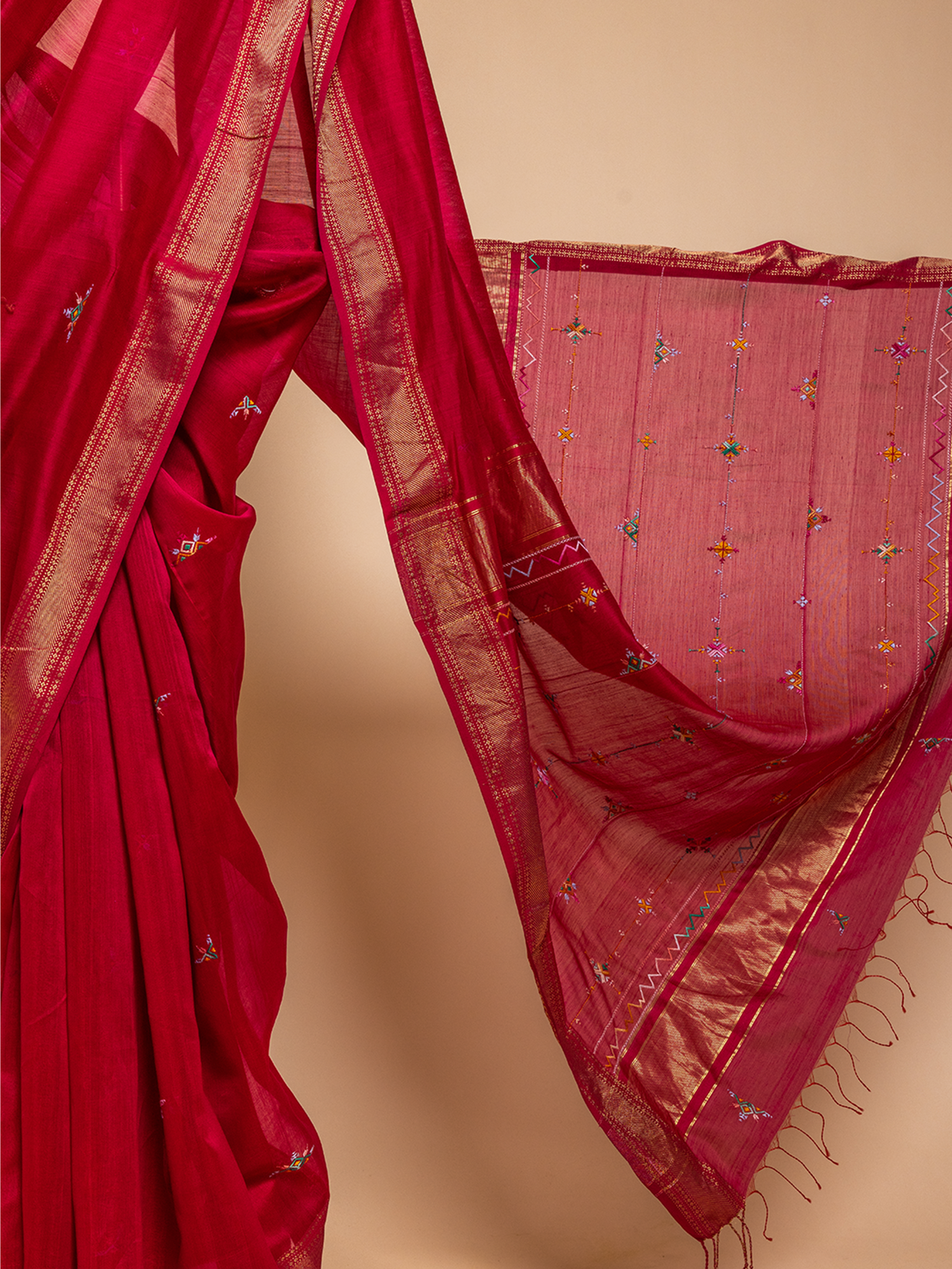 Soof Maheshwari Saree Pink