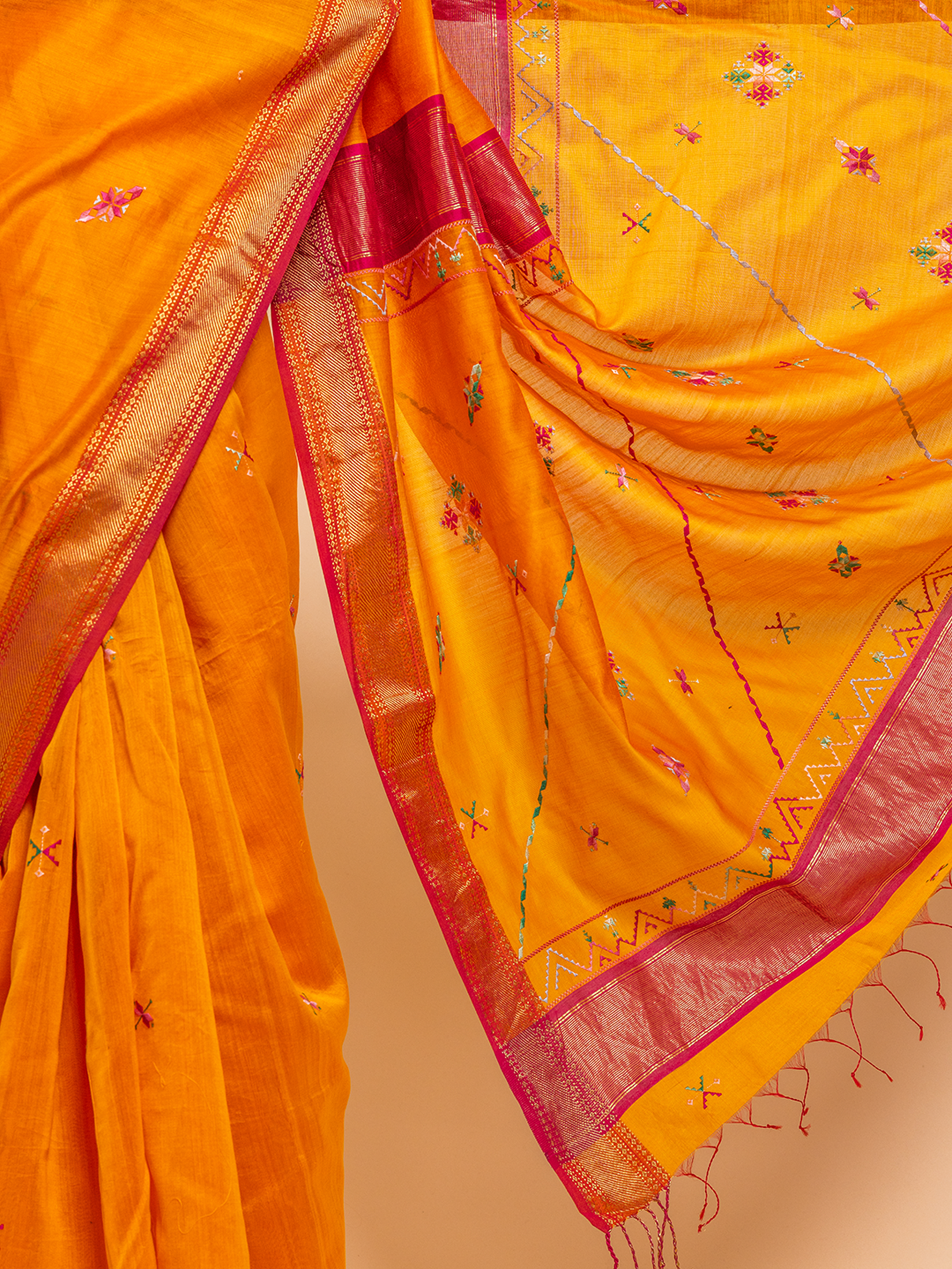 Soof  Maheshwari Saree Yellow